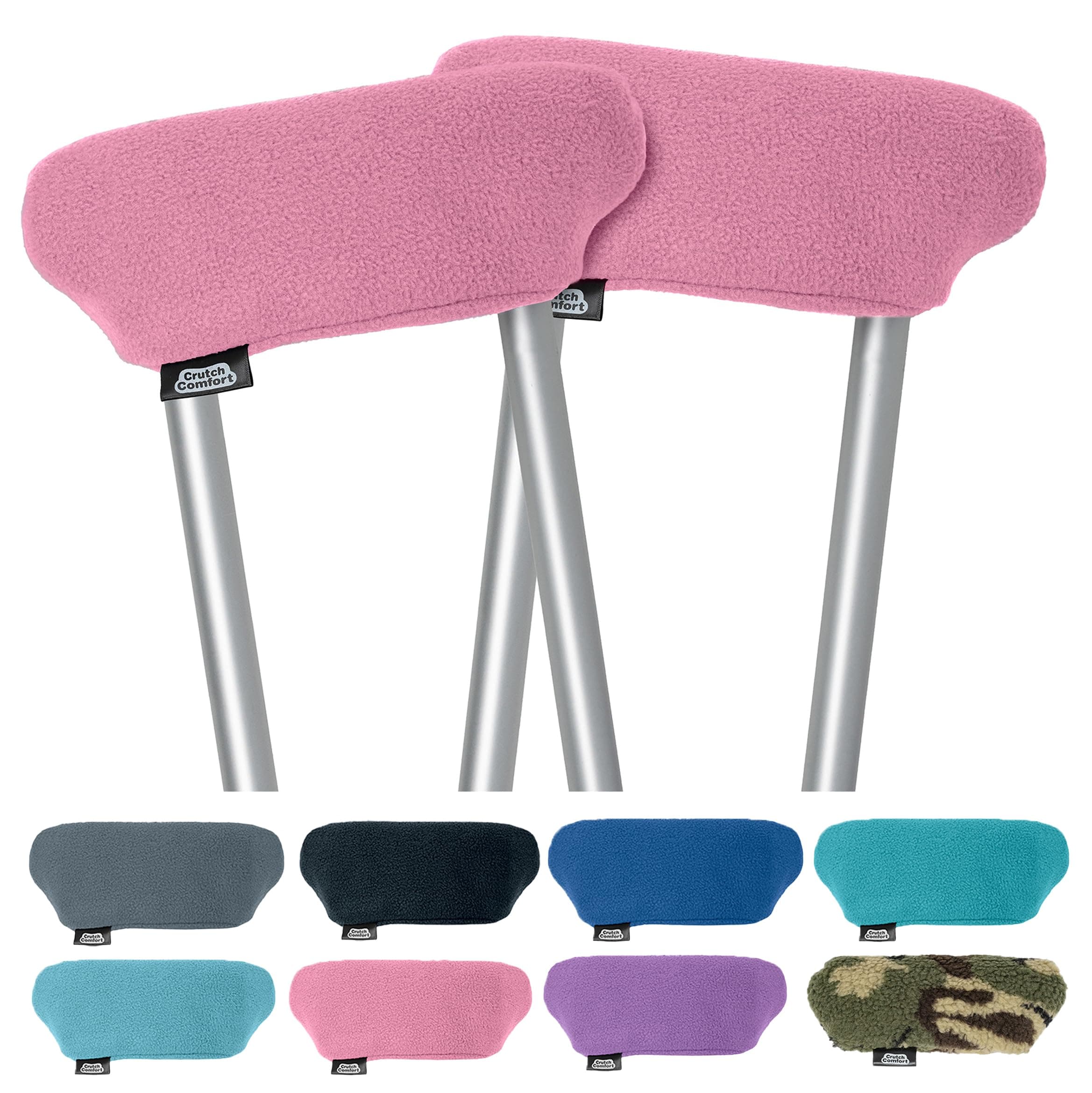 Universal Crutch Underarm Pad Covers - Luxurious Soft Fleece with Sculpted Memory Foam Cores (Perfect Pink)