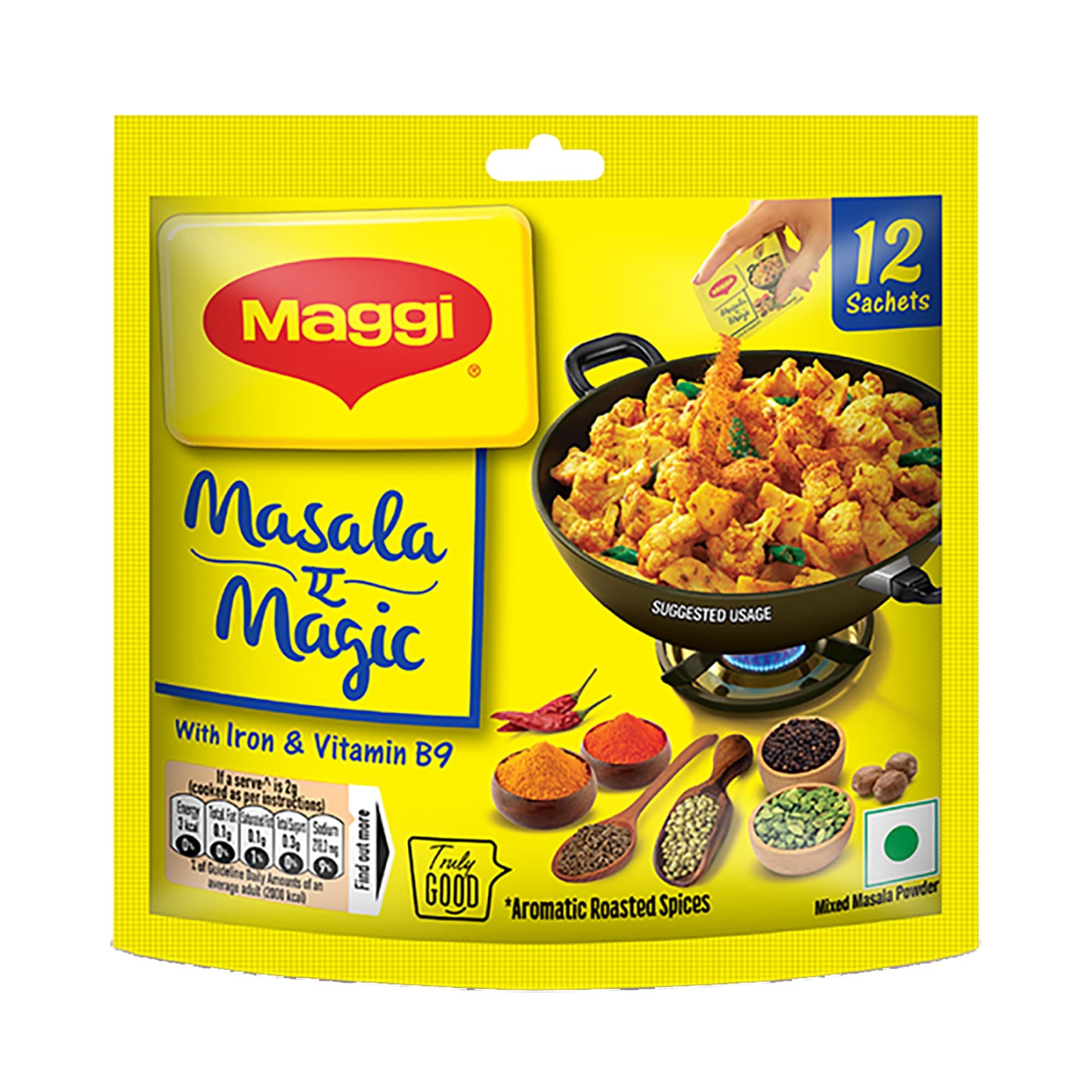 MAGGI Masala-Ae-Magic Vegetable Masala, All In One Powder | 72 Grams Pouch (6 G x 12 Sachets)