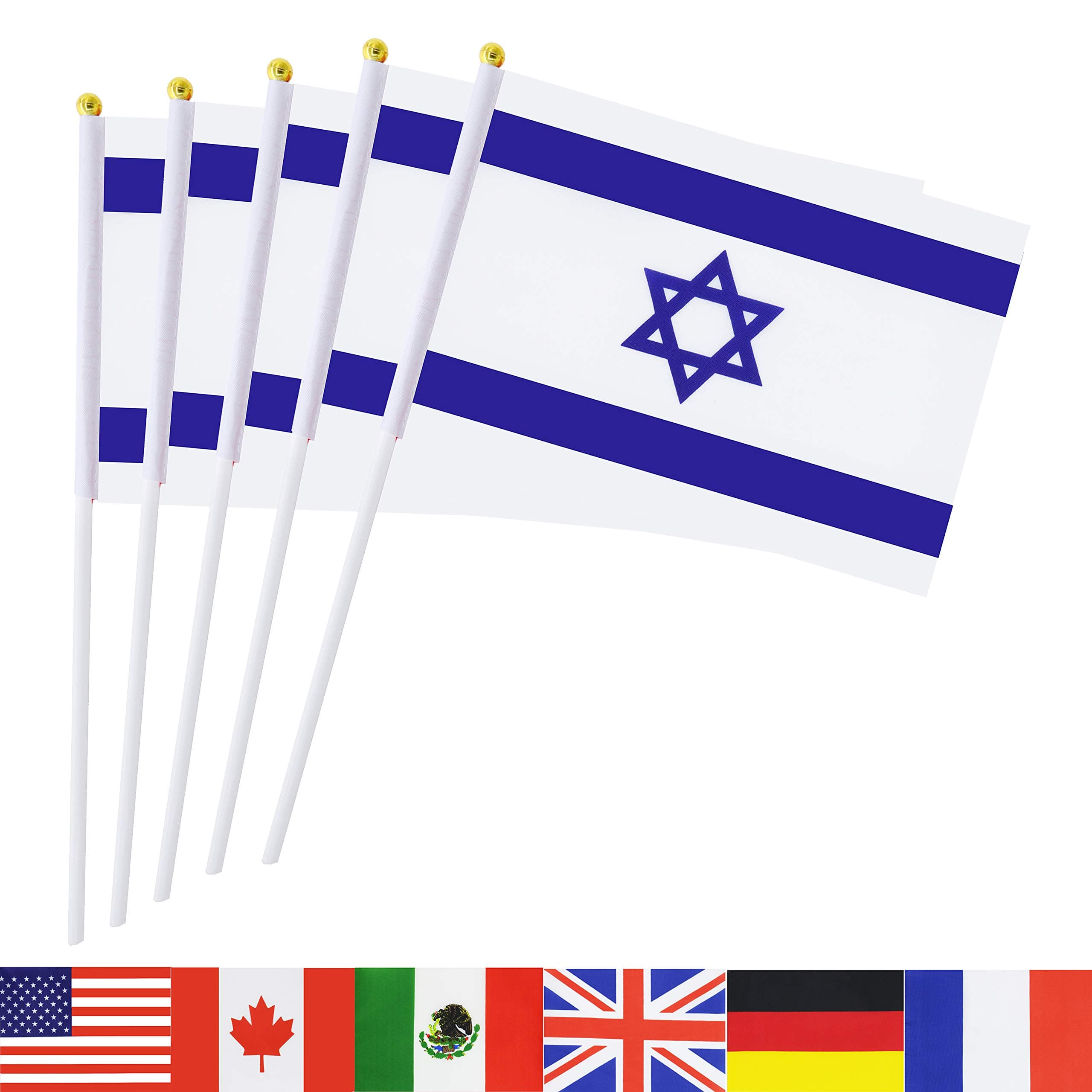 Israel Stick Flag,TSMD 50 Pack Hand Held Small Israeli Jewish National Flags On Sticks,International World Country Flags Banners For Party Decorations,Olympics,Sports Clubs,Festival Events Celebration