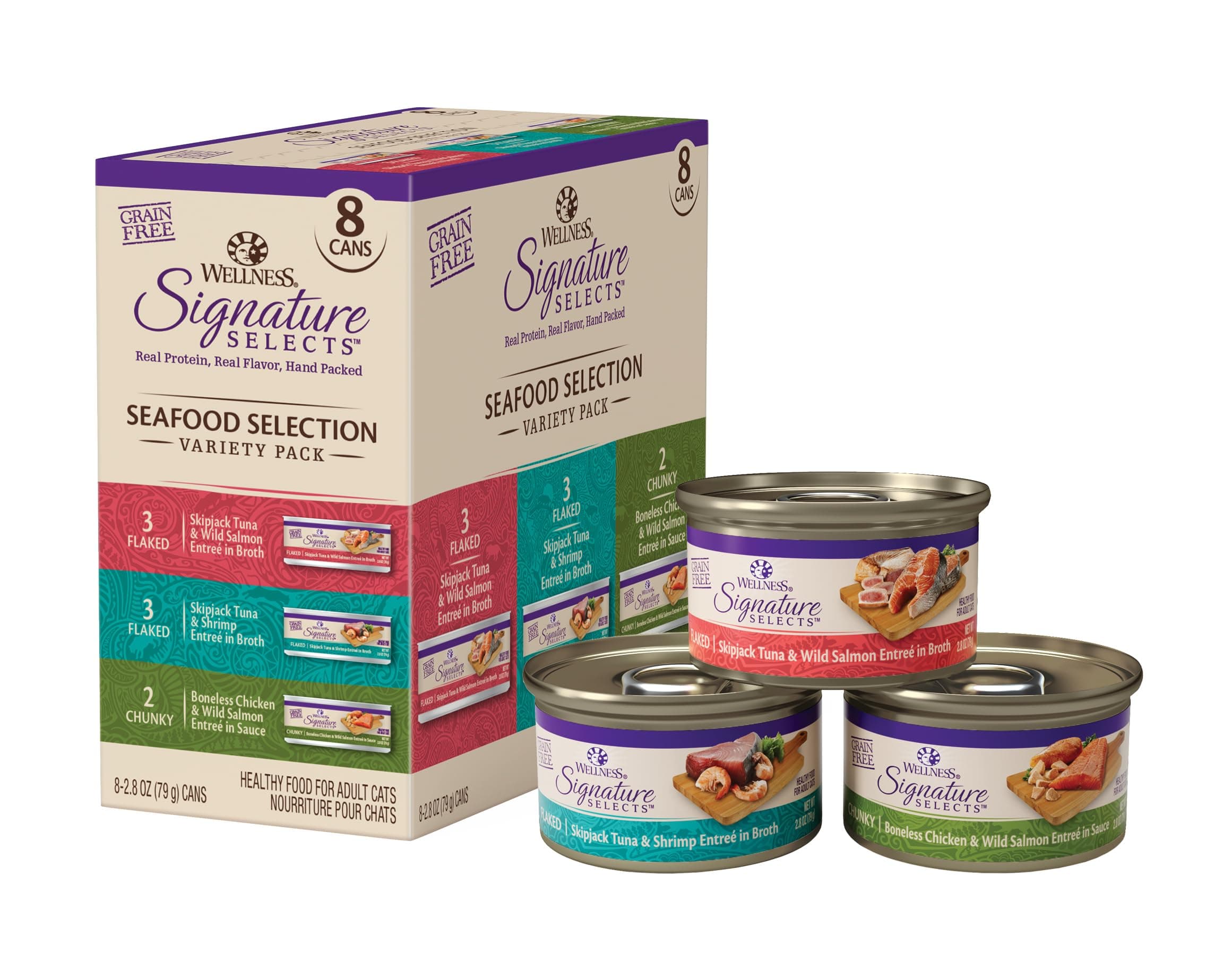 Core Grain-Free Signature Selects Wet Cat Food, Natural Pet Food Made with Real Meat (Seafood Variety Pack, 2.8 Ounce Can, Pack of 8)
