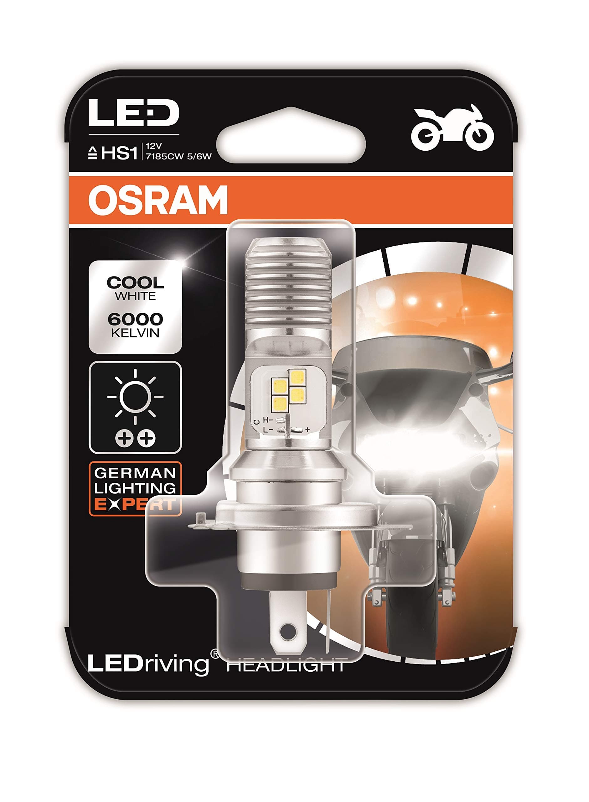 Osram LEDriving HEADLIGHT for bikes HS1 7285CW 5/6W 12V PX43T Blister Pack, Cool White