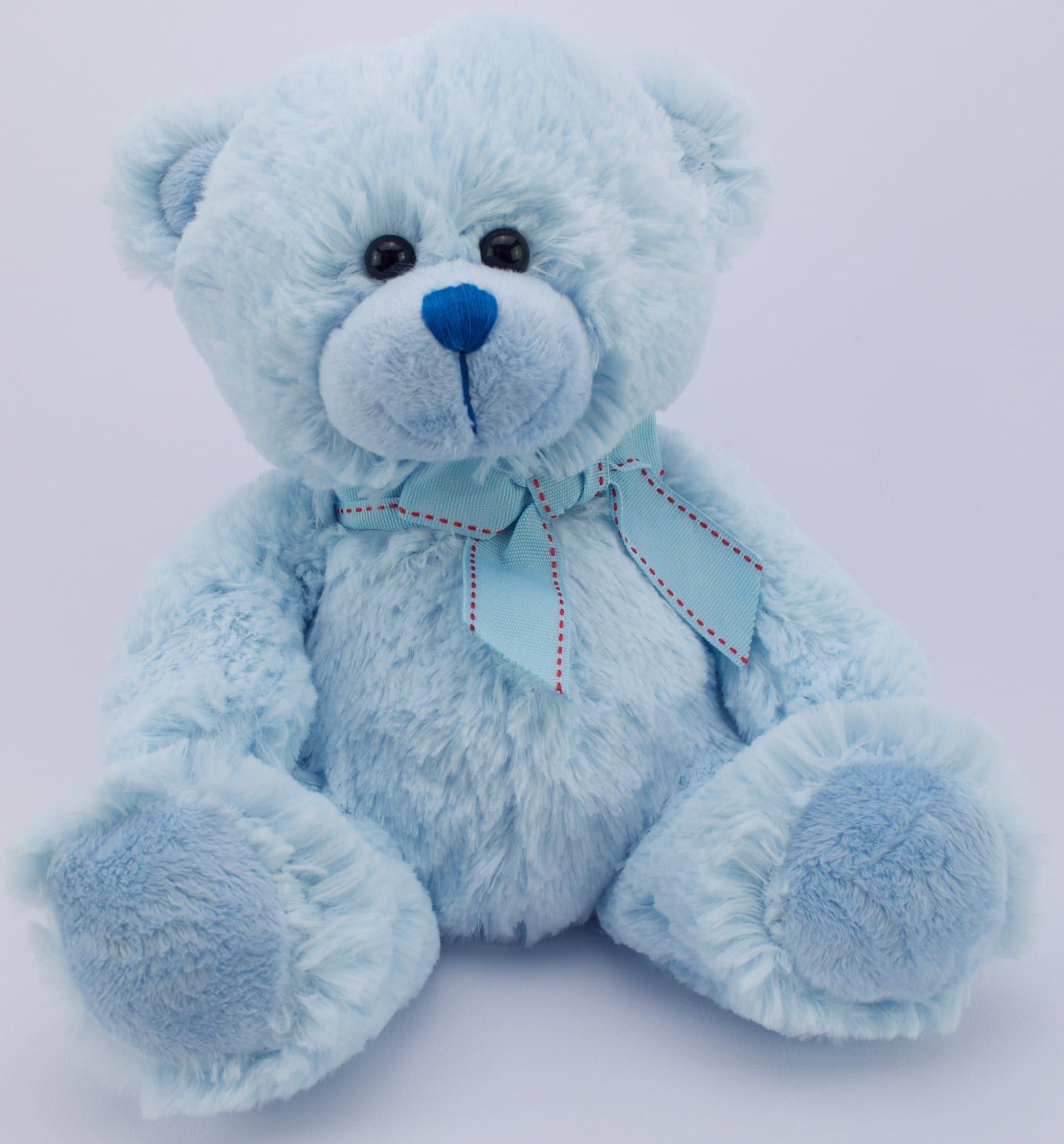 BOE House Teddy Bear 11inch Soft Toy – Traditional Plush Blue Teddy Bear with Bow