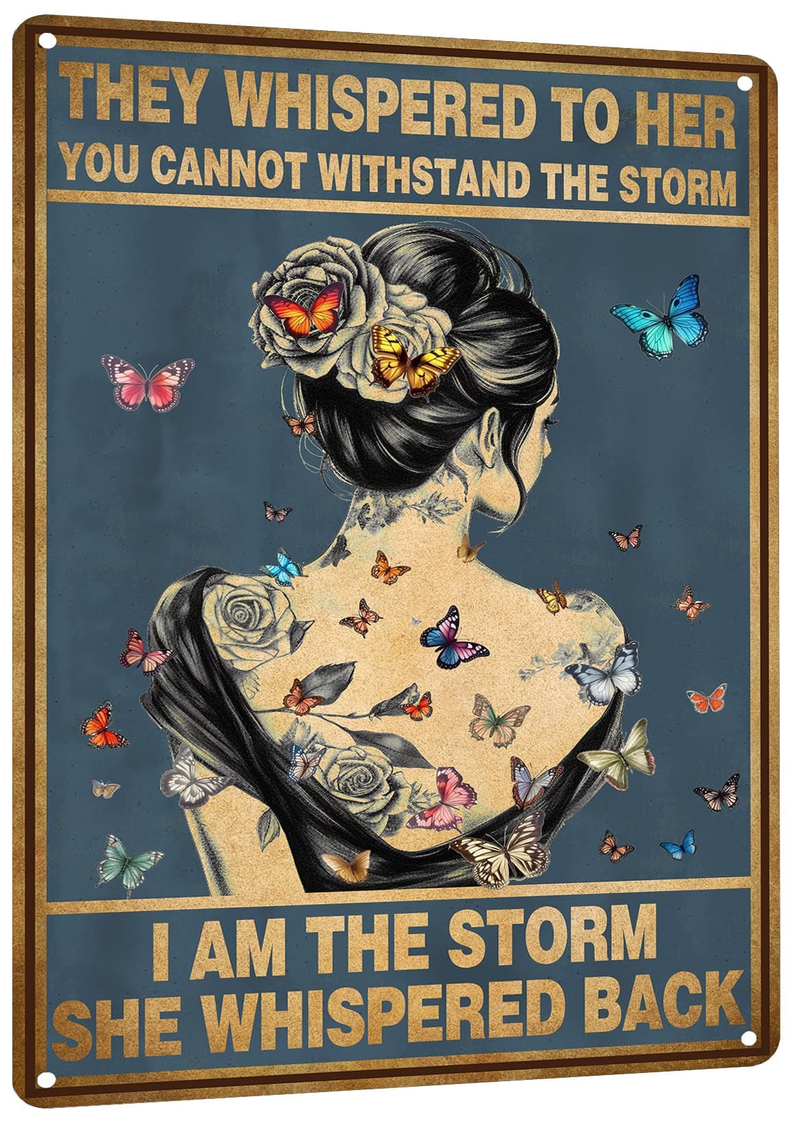 HYBLOM Inspirational Quote Motivational Wall Art - Hippie Boho Home Decor Sign - Positive Encouragement Gifts for Women Girls Office Bedroom Poster Vintage Metal Tin Signs 12x8 Inches