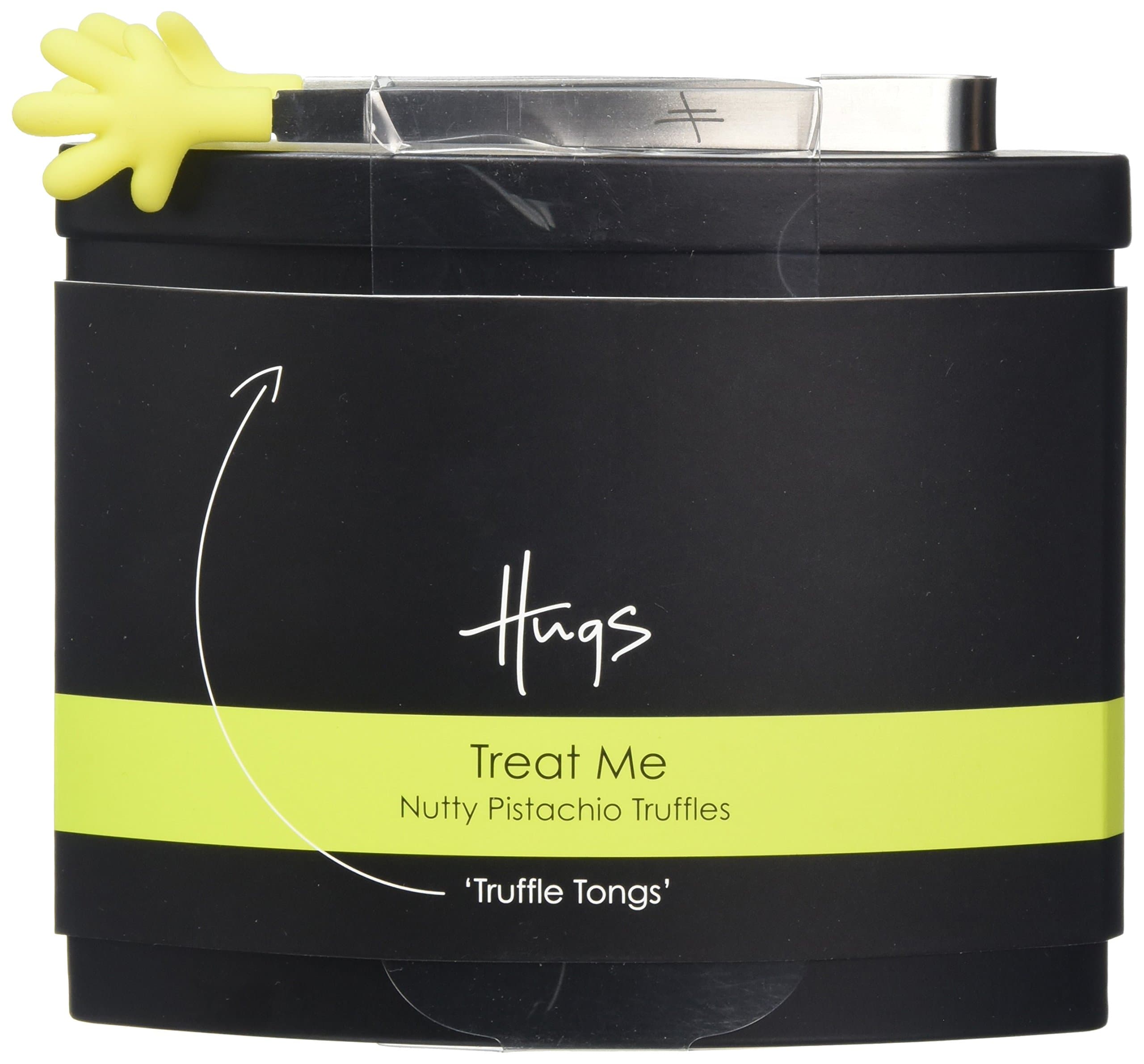 Hugs Pistachio Truffles Tin with Green Tongs