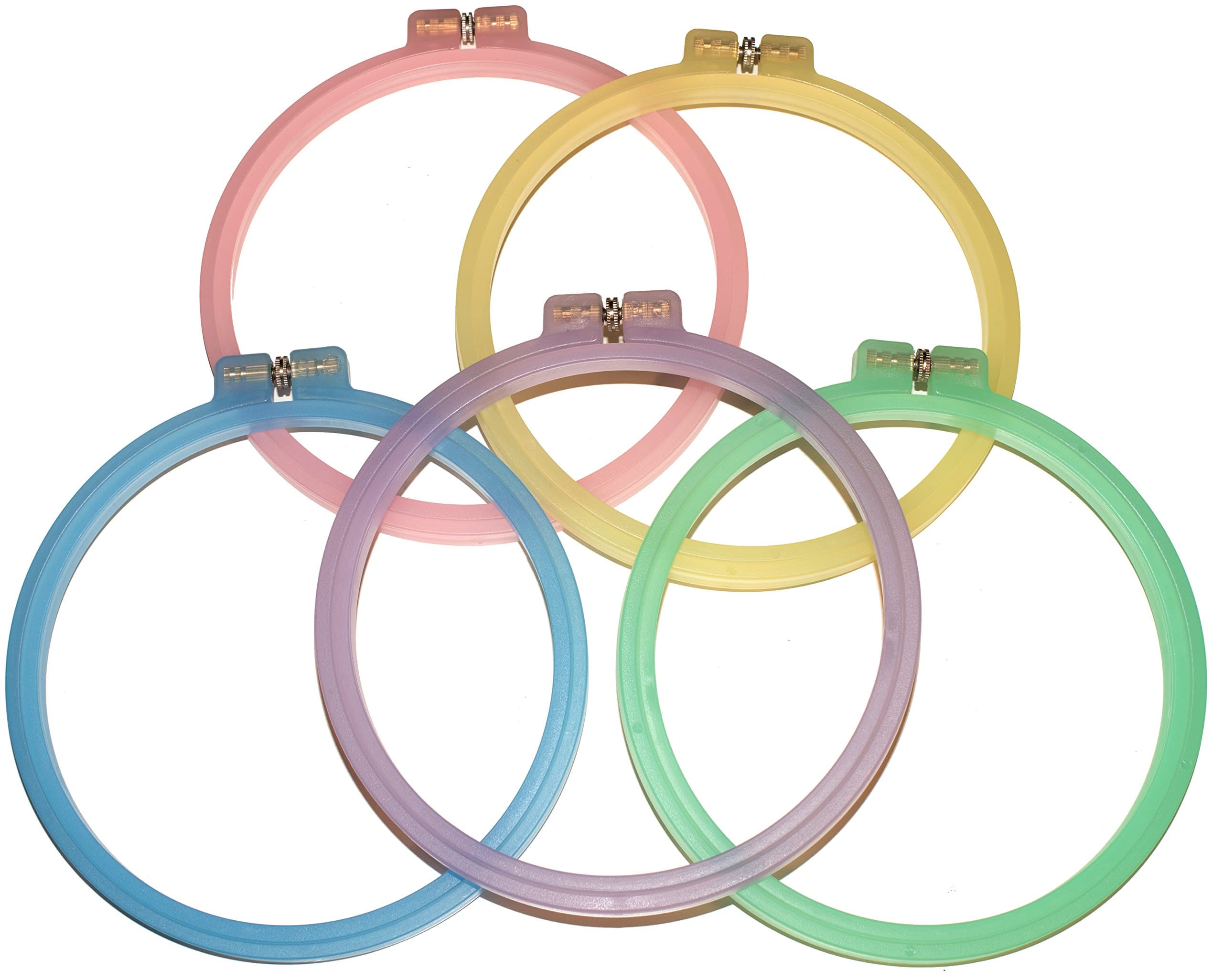 Celley 5 Pieces Embroidery Hoops Set, 6 Inch Cross Stitch Hoop Rings, 5 Pastel Color Collection