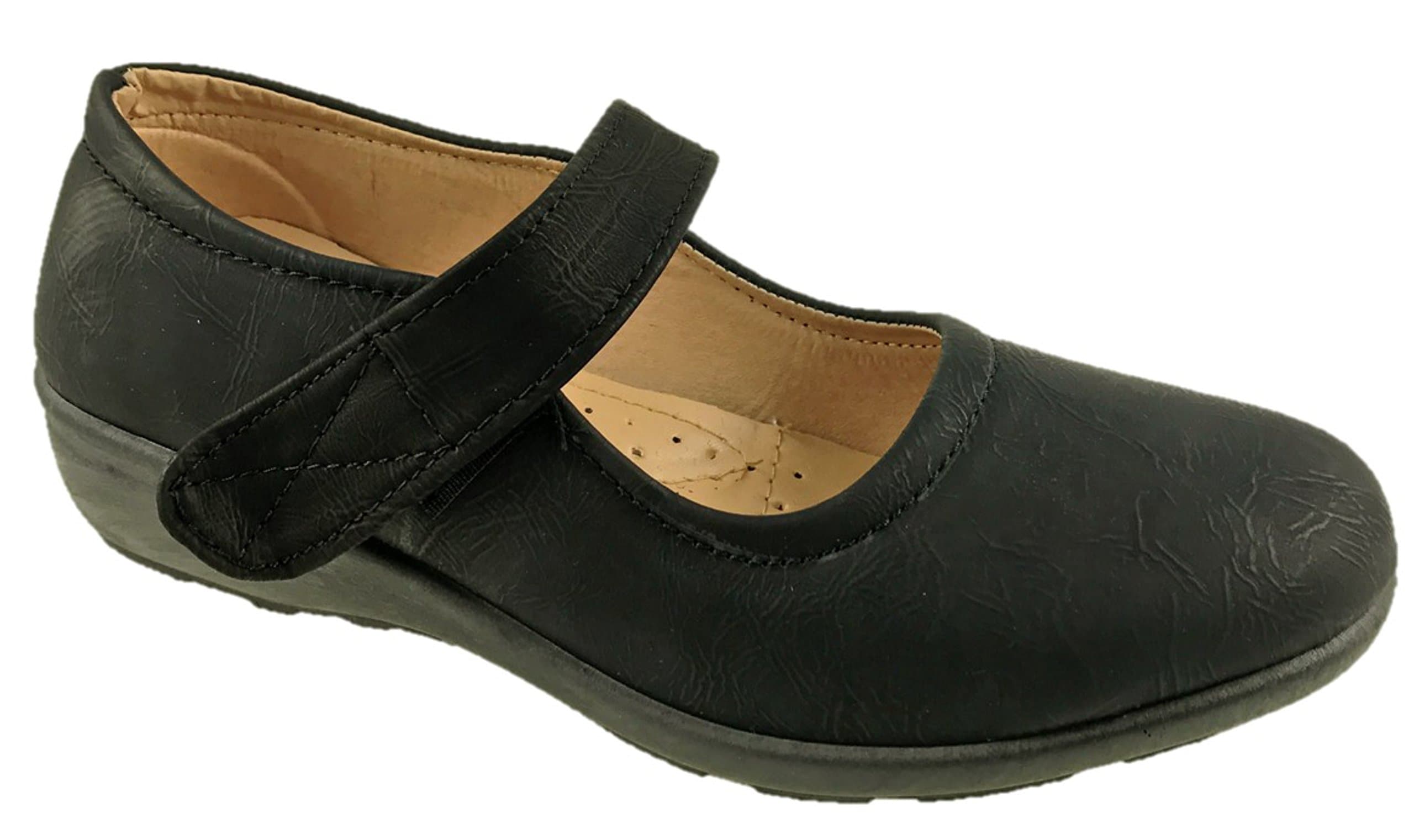 Ladies Casual Slip ON Comfy Mary Jane Low Wedge Shoes Pumps Size 3-8