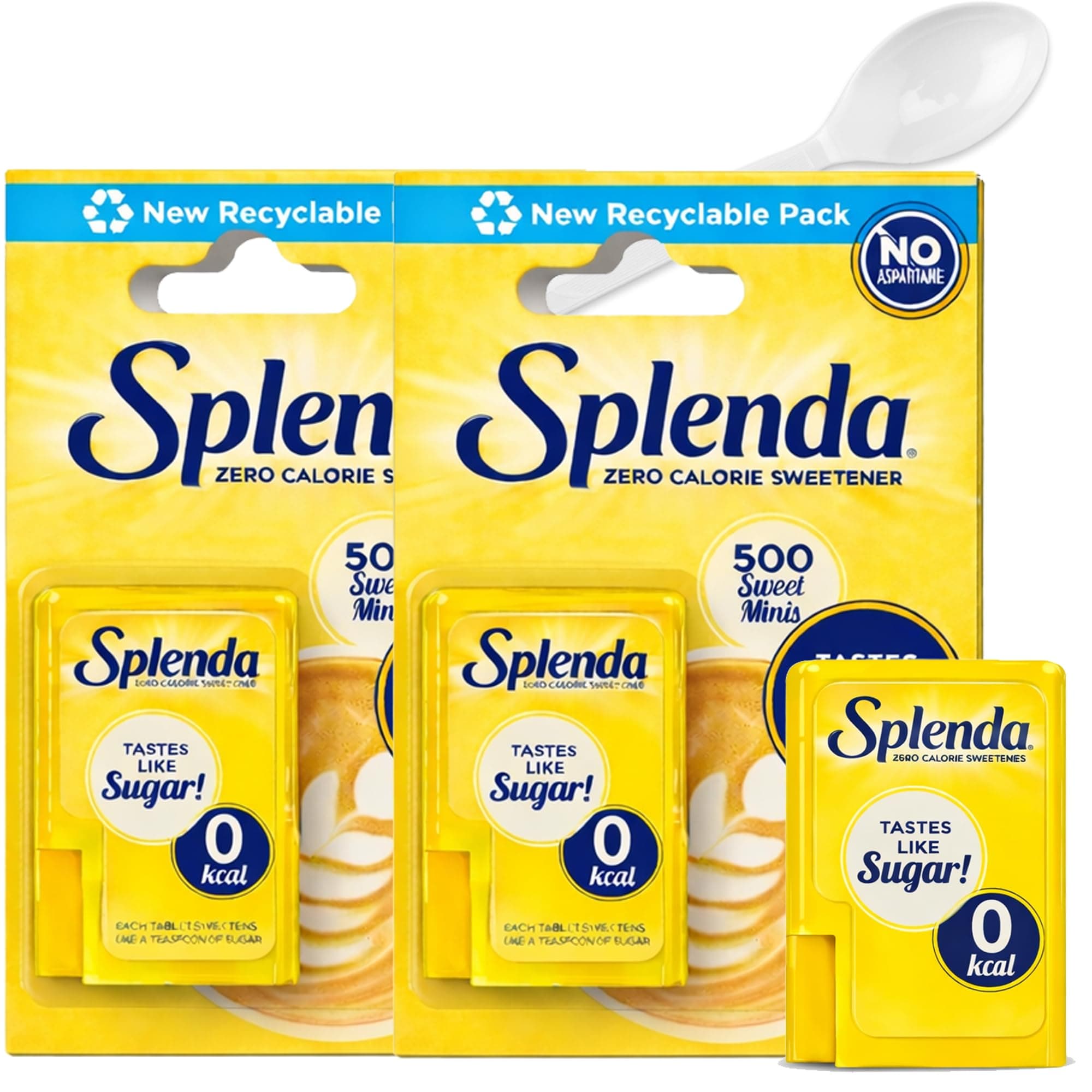 Splenda Sweet Minis Sweetener Tablets | Zero Calorie Sucralose | 1000 Count (2 x 500) | Sugar-Free & Pocket-Sized | Includes Reusable Tea Spoon | Perfect for Tea & Coffee | Sweetener