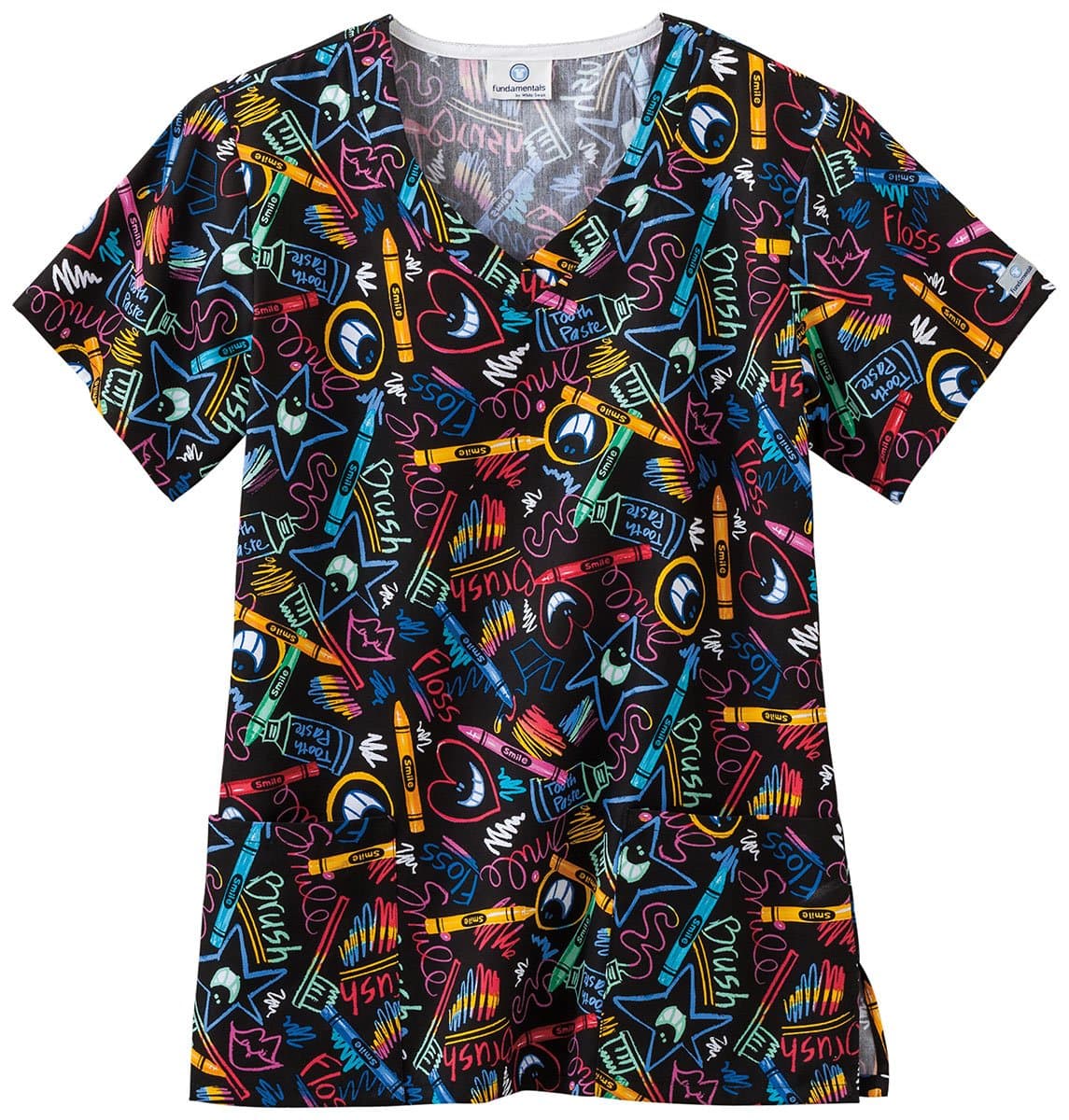 Fundamentals 14354 Women's Overlap V-Neck Top Big Smile 3X-Large