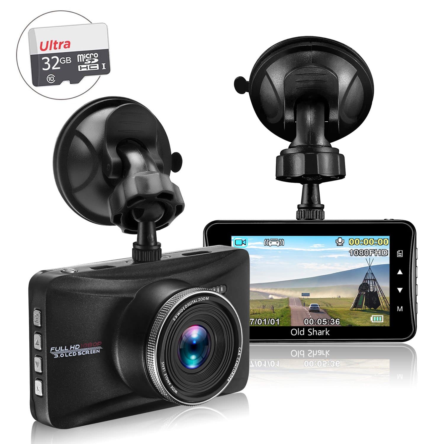 Dash Cam with 32GB Card, 1080P Dash Camera for Cars Full HD 170° Wide Angle Car Dashboard Cameras 3.0" LCD Metal Driving Recorder with G-Sensor, Night Vision, WDR, Loop Recording
