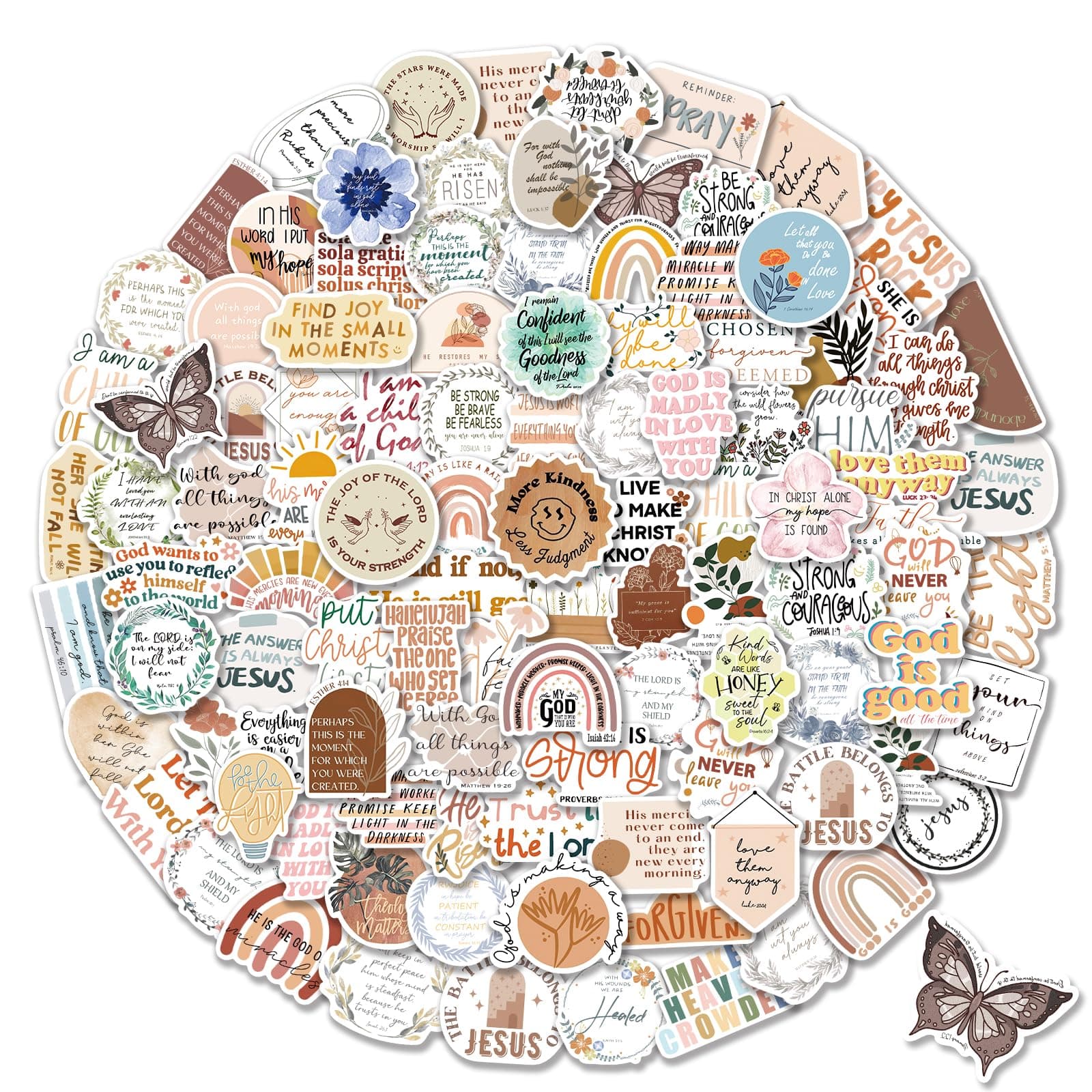 Christian Stickers - 100PCS Jesus Bible Verse Stickers for Water Bottles