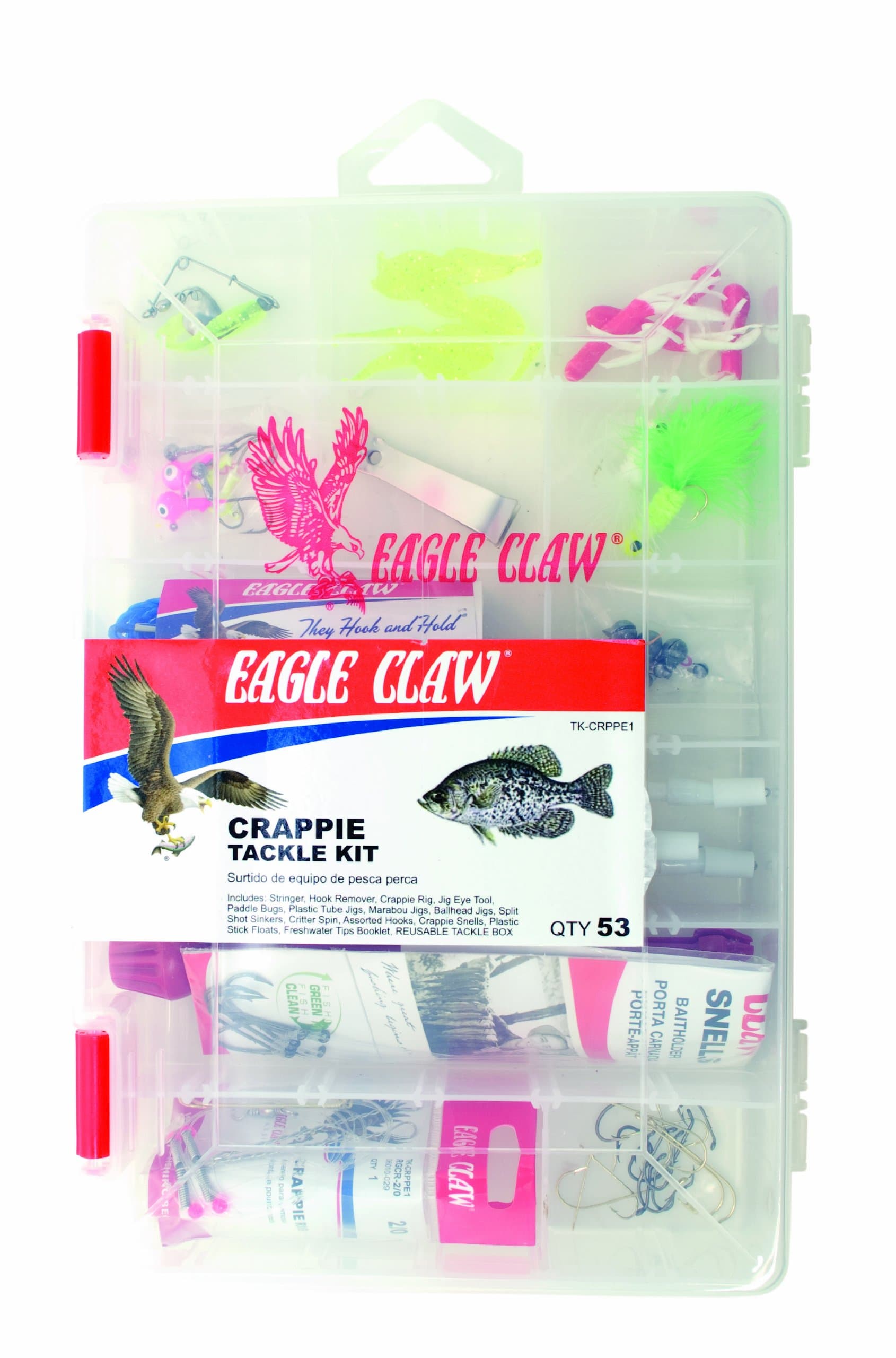 Eagle ClawCRAPPIE TACKLE KIT, 53 PIECES, CONTAINS ASSORTMENT OF HOOKS, SINKERS, AND TACKLE FOR FRESHWATER CRAPPIE AND OTHER PANFISH FISHING
