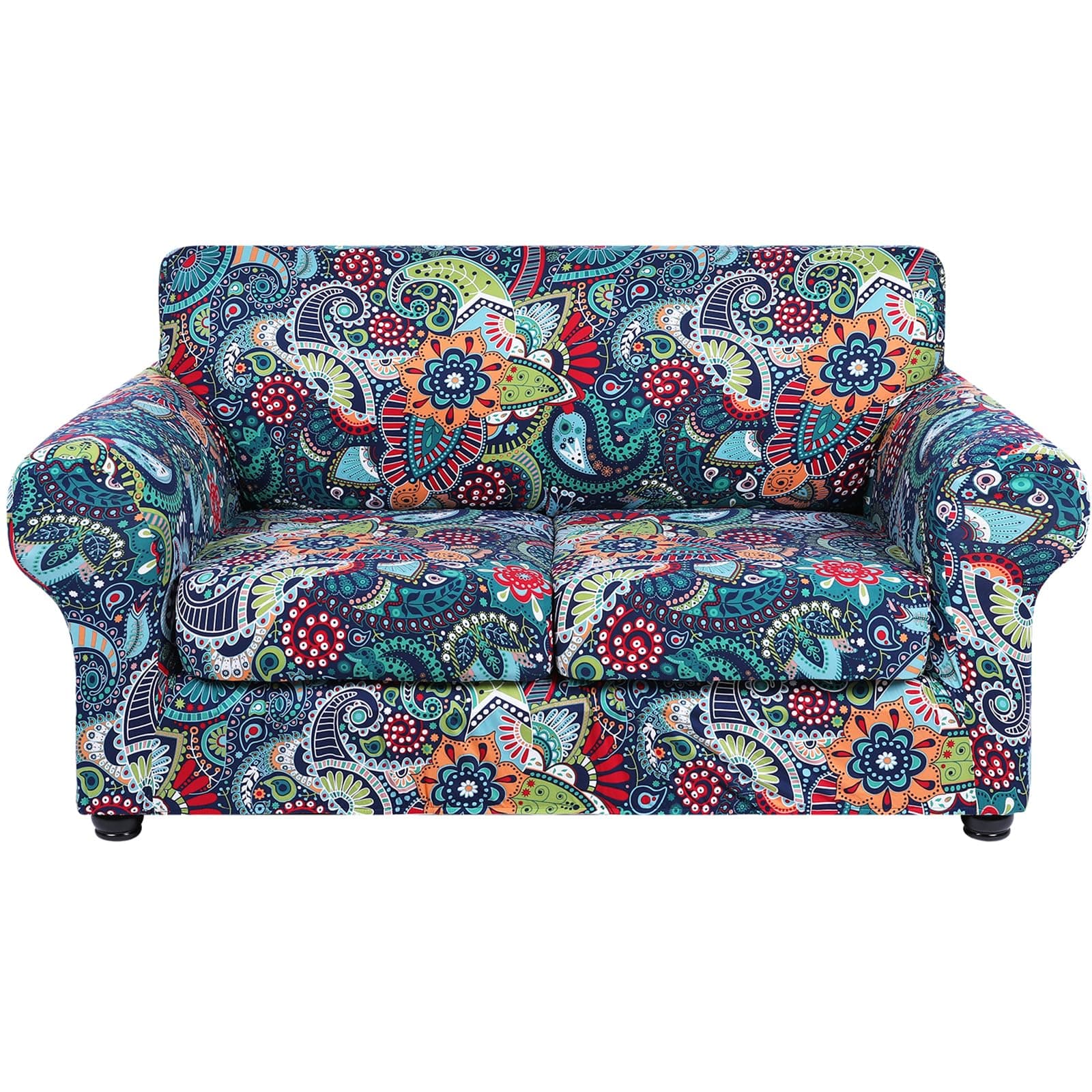 hyha Couch Cover, Loveseat Covers, Floral Pattern, Stretch, Printed, 3 Pieces, Sofa Slipcovers, for 2 Separate Cushion Couch Sofa, Washable Furniture Protector for Dogs(Loveseat, Paisley Floral)