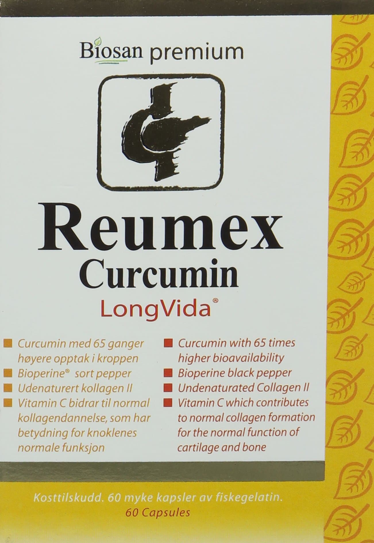 Reumex Curcumin 60 Premium Capsules For Healthy Joint And Muscle Support (Norway Formulation)