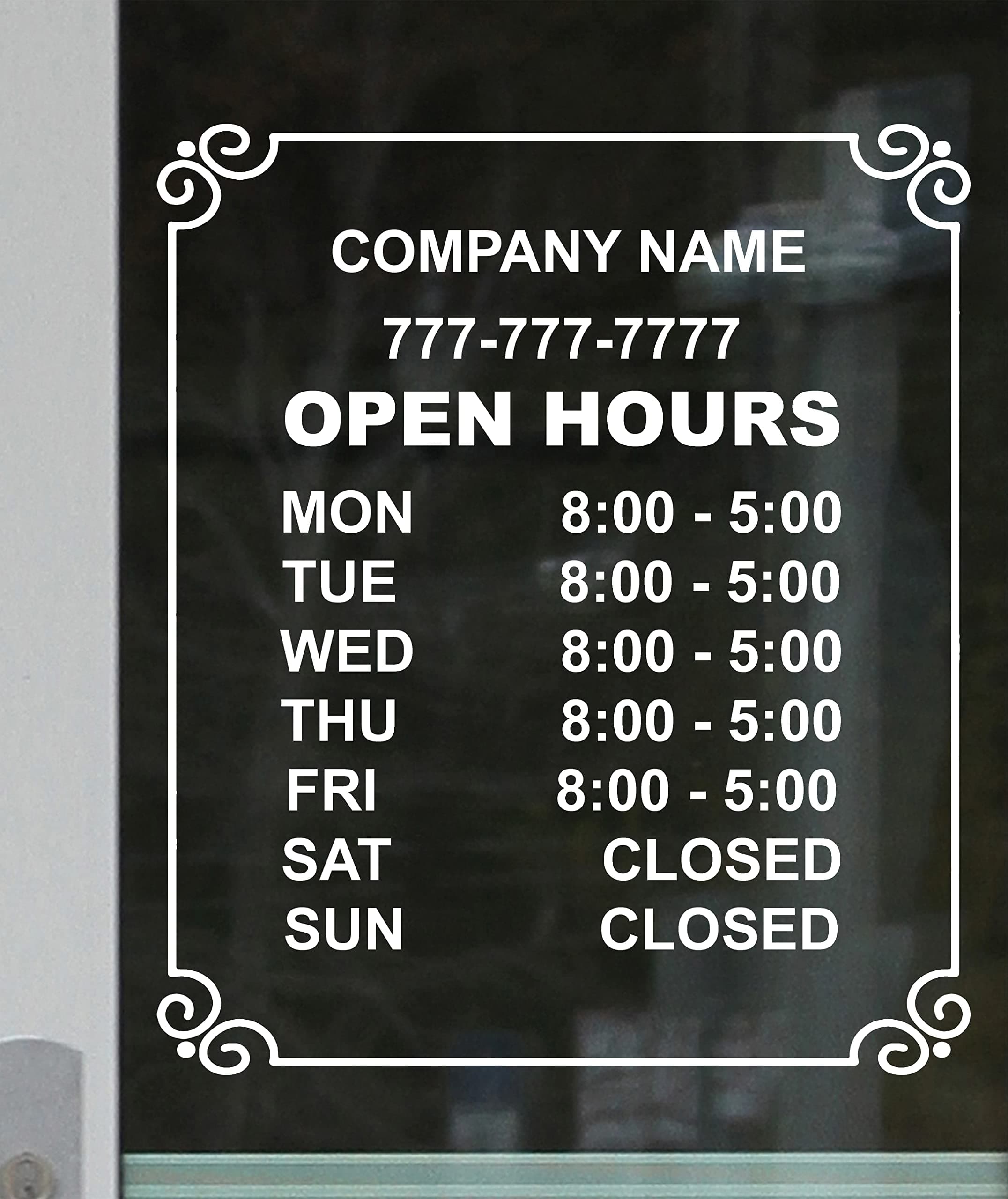 Super-Display Custom Store Office Business Hours Die cut Vinyl Window Glass Door Decal Sticker Sign 12"(W) x14"(H)