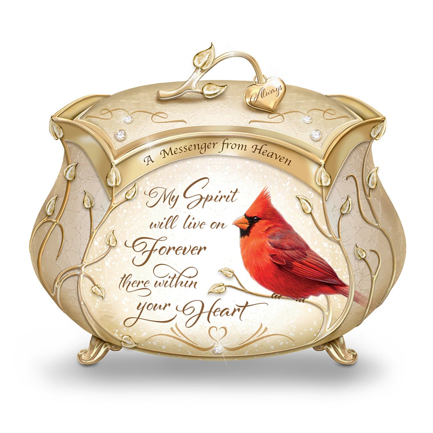 The Bradford Exchange James Hautman A Messenger from Heaven Cardinal Heirloom Porcelain Music Box
