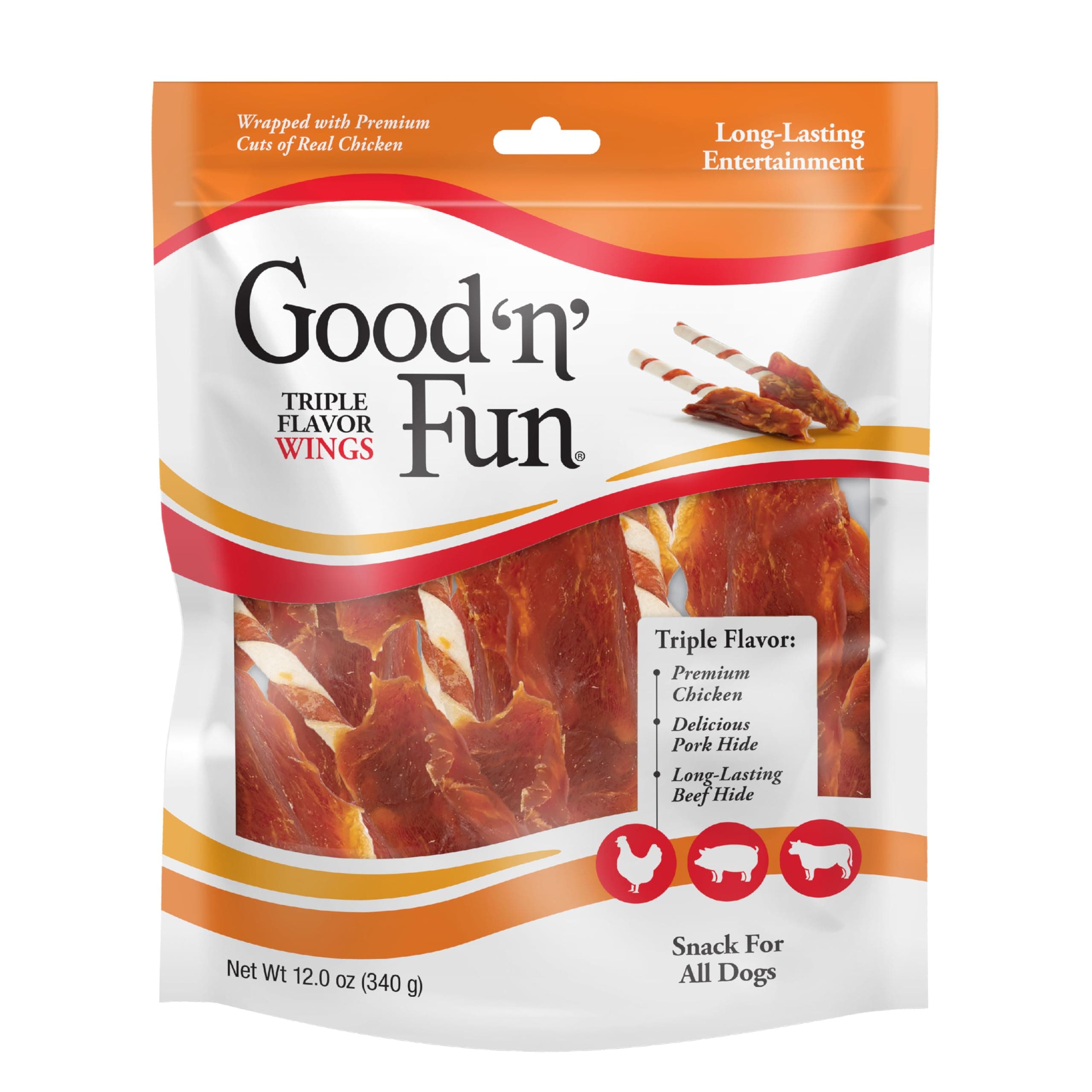 GOOD 'N' FUN P-94130 Triple Flavor Wings Dog Chews, One Size