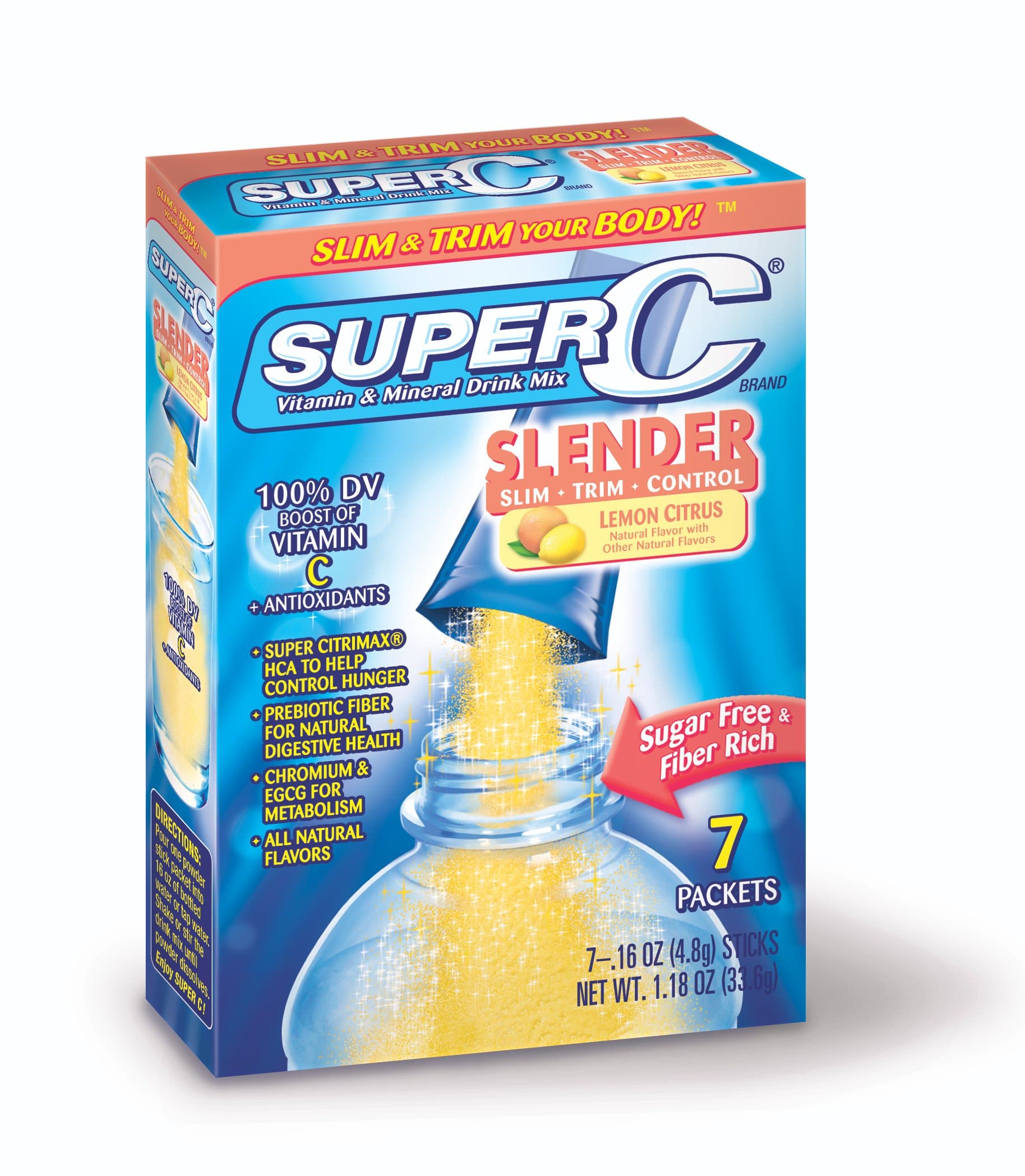 Super C Vitamin & Mineral Drink Mix Slender Lemon Citrus, 24 Packs Total