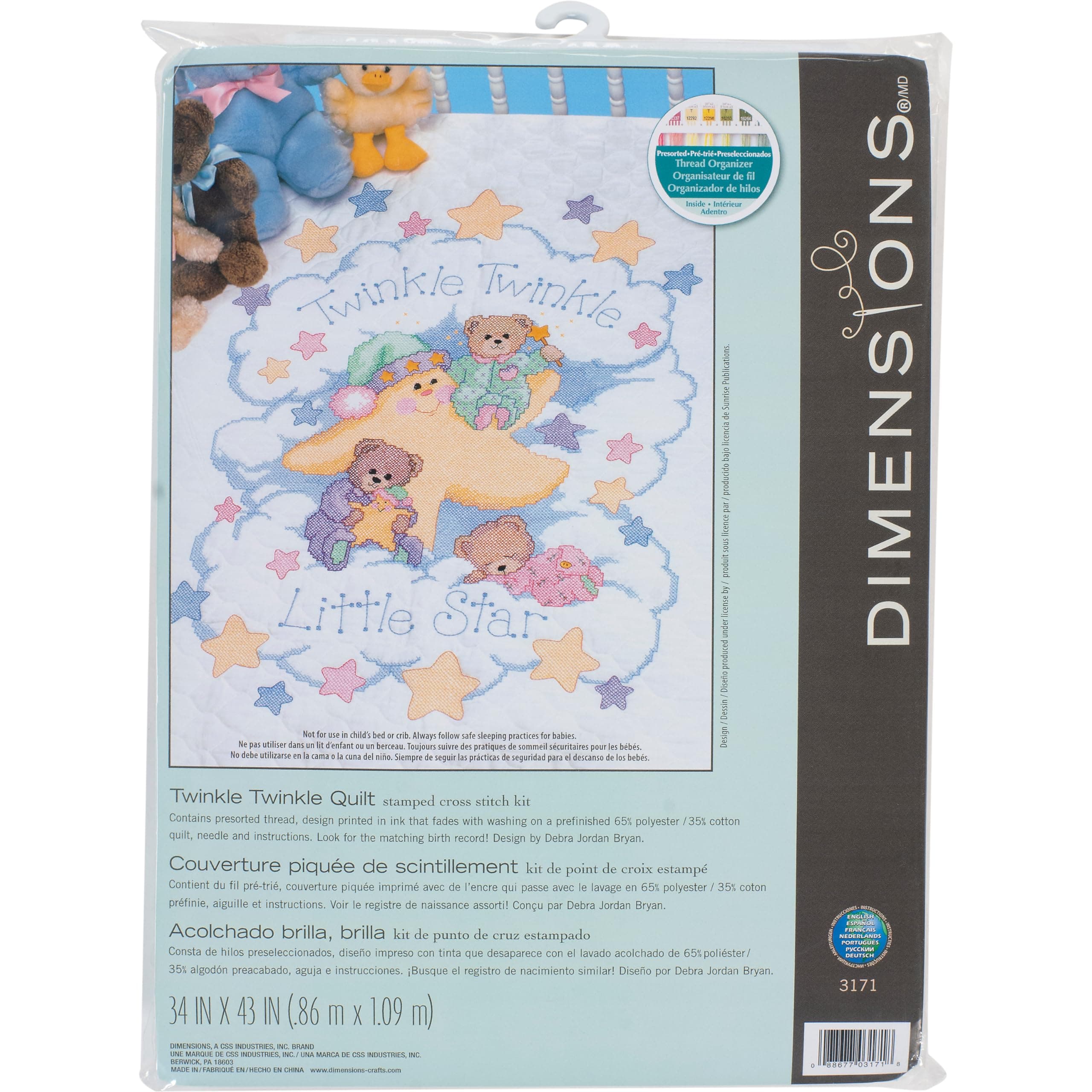 Dimensions Twinkle Quilt, Cotton Polyester, Multi, 34 inches by 43 inches