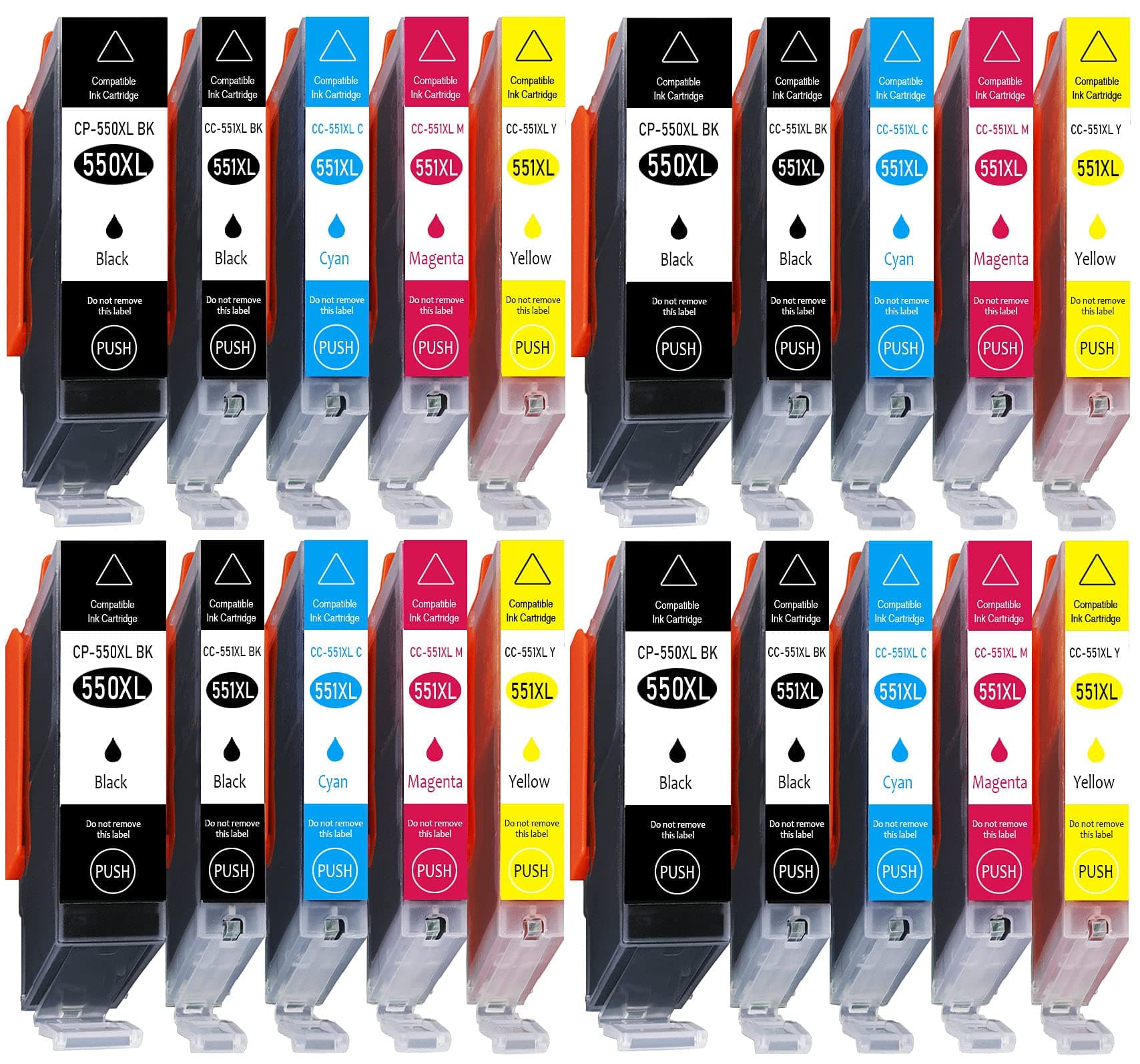 20 CC Series Printer Ink Cartridges for Canon PGI550 With chip and level indicator for Canon Pixma IP7200, IP7250, MG5600 MG5400, MG5500, MG5550, MG5650, MG5655 Compatible With PGI550BK CLI551BK/CLI551 °C/CLI551 M/CLI551Y