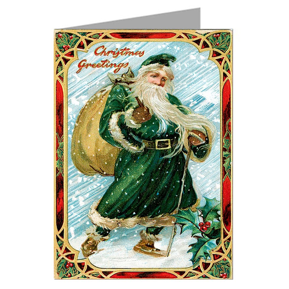 Victorian Father Christmas with Santas Bag Vintage Greeting Cards Boxed Set
