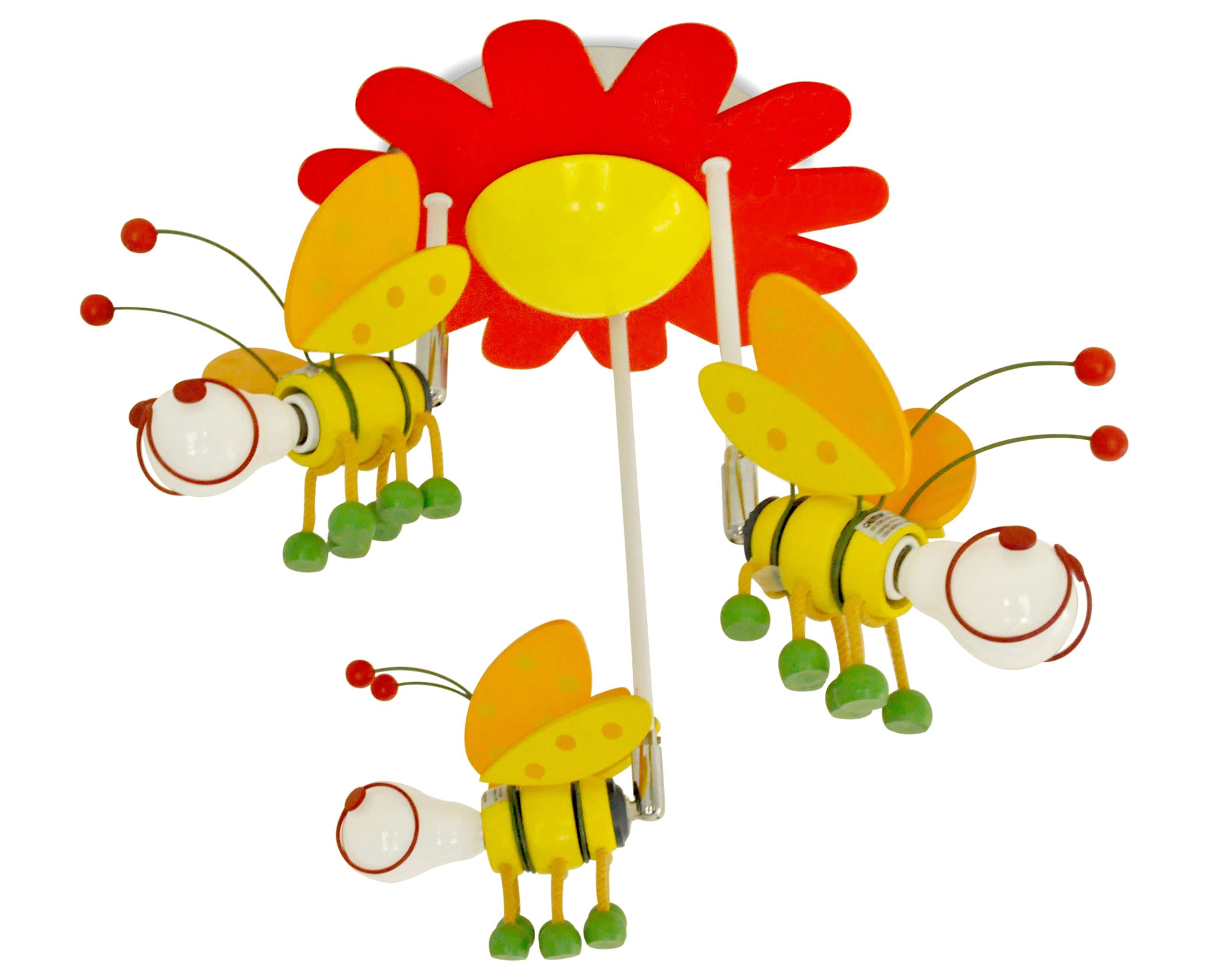 Kids 3-lights Little Bees Pendant Lamp, Multi-colored Ceiling Light