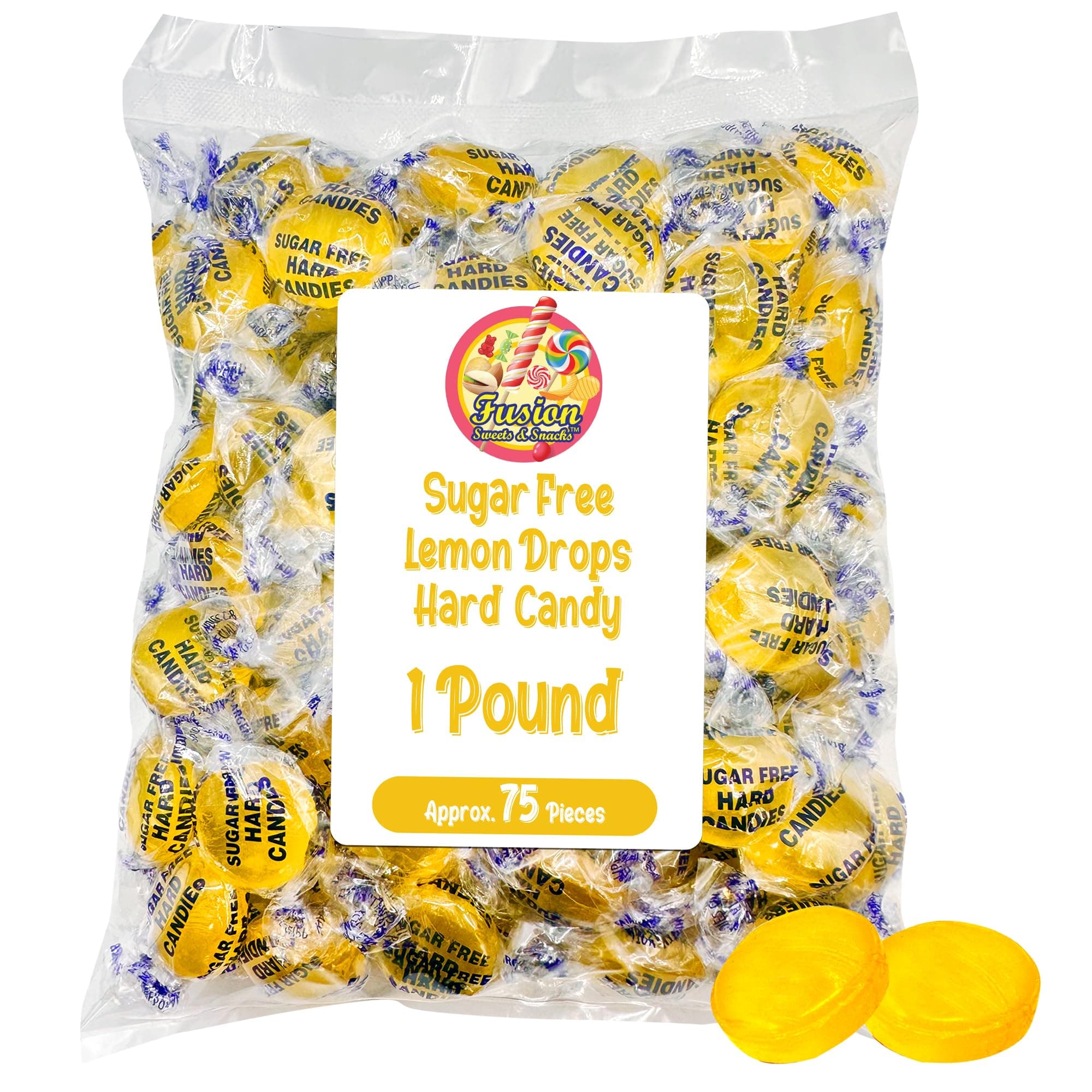 Sugar Free Lemon Drops - Arcor 1Lb Bulk Bag Of Hard Candy Delicious Individually Wrapped Keto & Diabetic Friendly