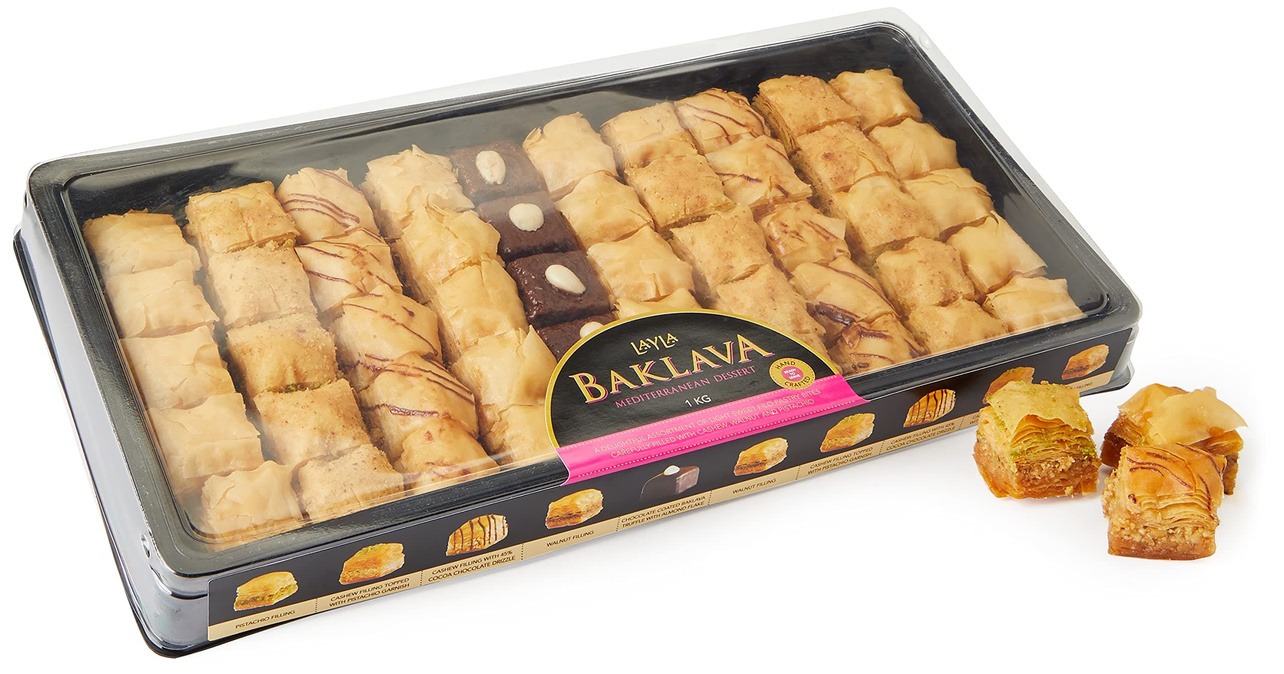 Layla Baklava Pastry Baked Sweets Pistachio Cashew Walnut Nuts Chocolate - 1kg