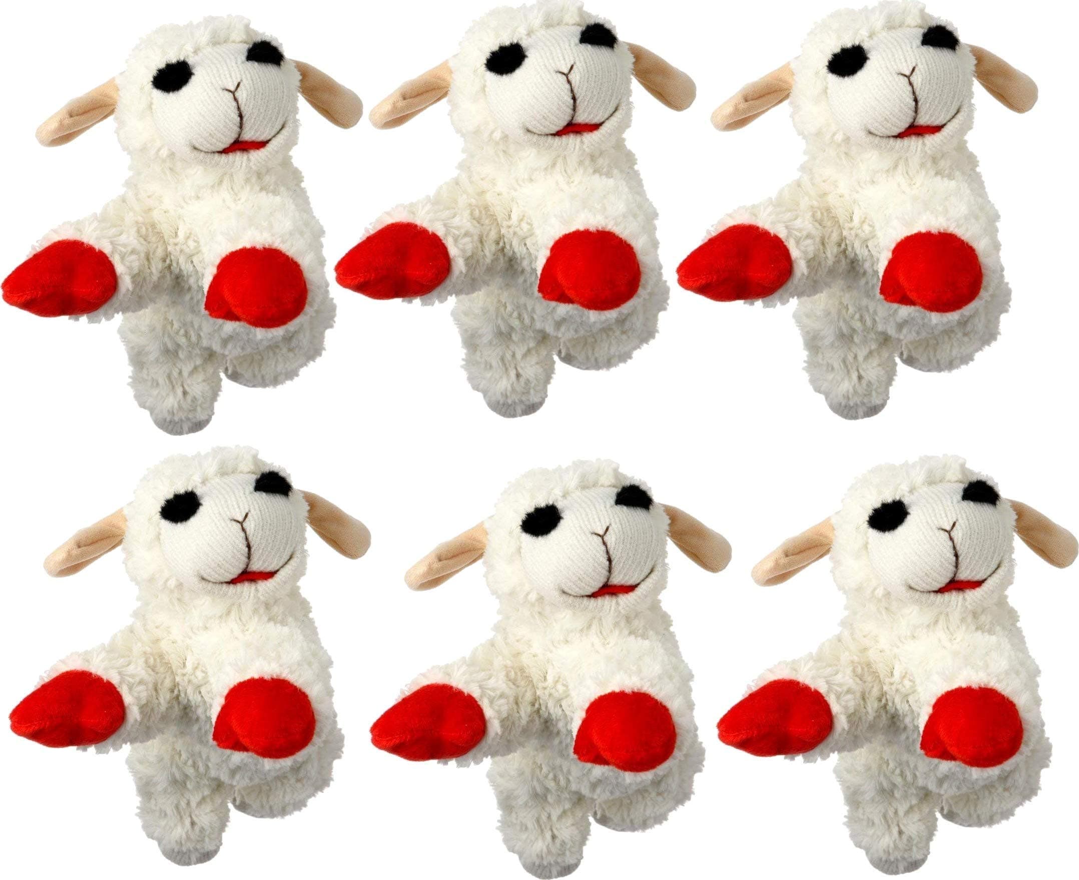 Lambchop Plush Dog Toy 6" with Squeaker Color:White Size:Pack of 6