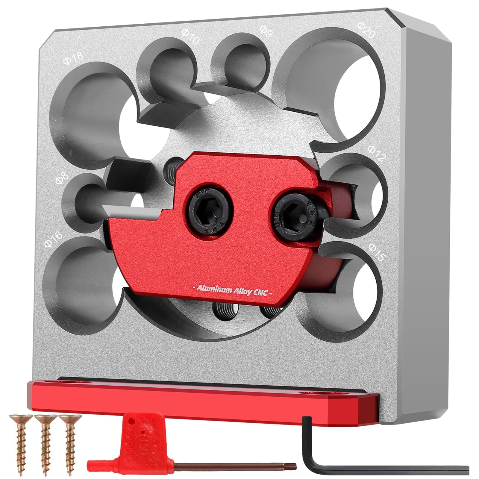 6Pcs Dowel Maker Jig Kit, Metric 8mm to 20mm Adjustable Dowel Maker, with Carbide Blade, Electric Drill Milling Dowel Round Rod Auxiliary Tool Adapters for Wooden Rods Sticks Woodworking (Silver)