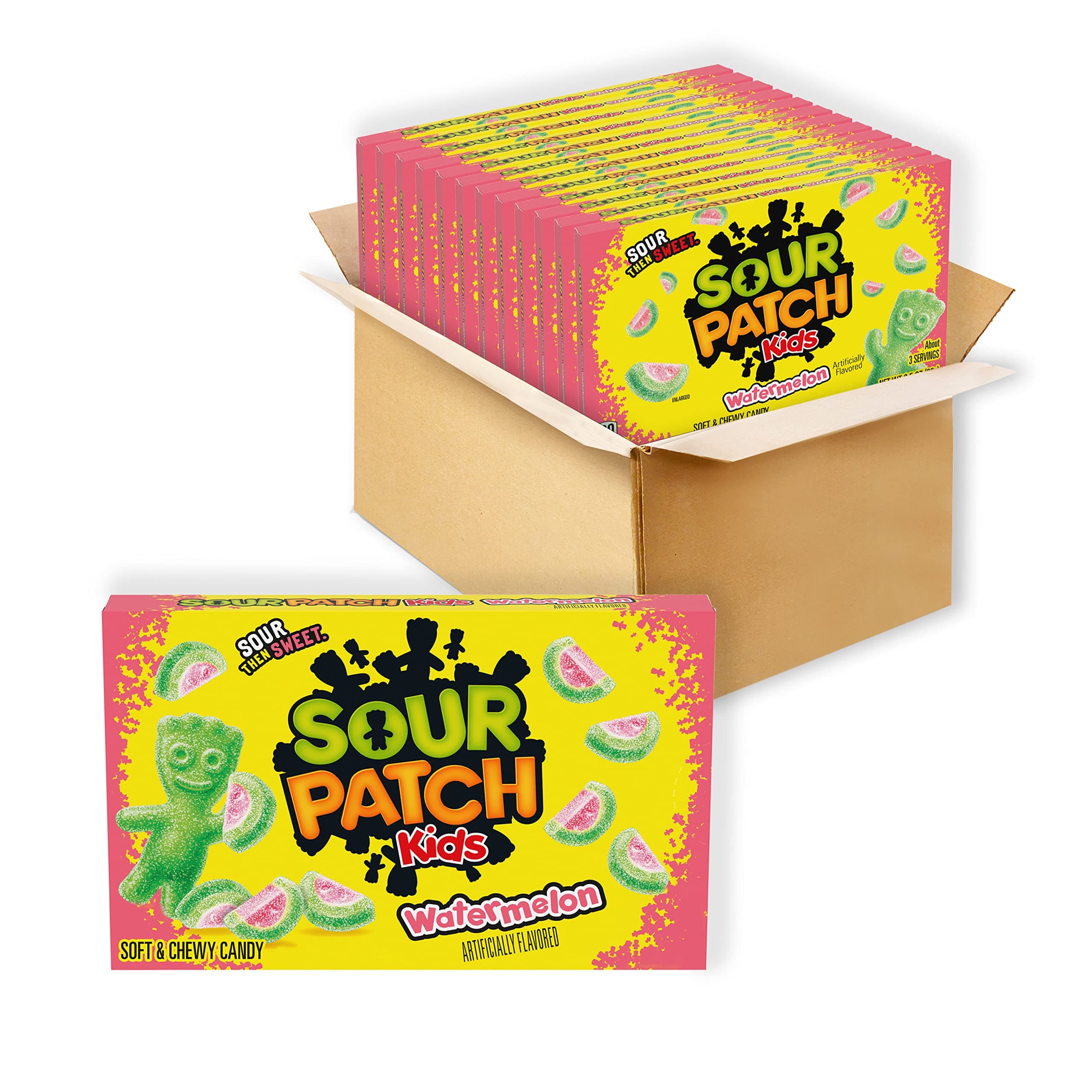 SOUR PATCH KIDS Watermelon Soft & Chewy Candy, Bulk Candy, 12 - 3.5 oz Boxes
