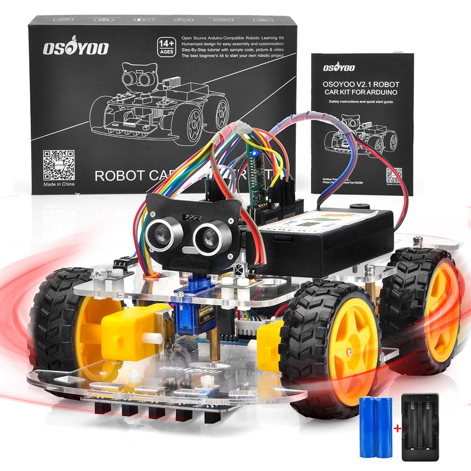 OSOYOO V2.1 Smart IOT Robot Car Kit for Arduino - Early STEM Education for Beginners and Teenagers - Learn Circuits, Sensors - Hands-On Experience with Programming, Electronic Assembly, Robotics