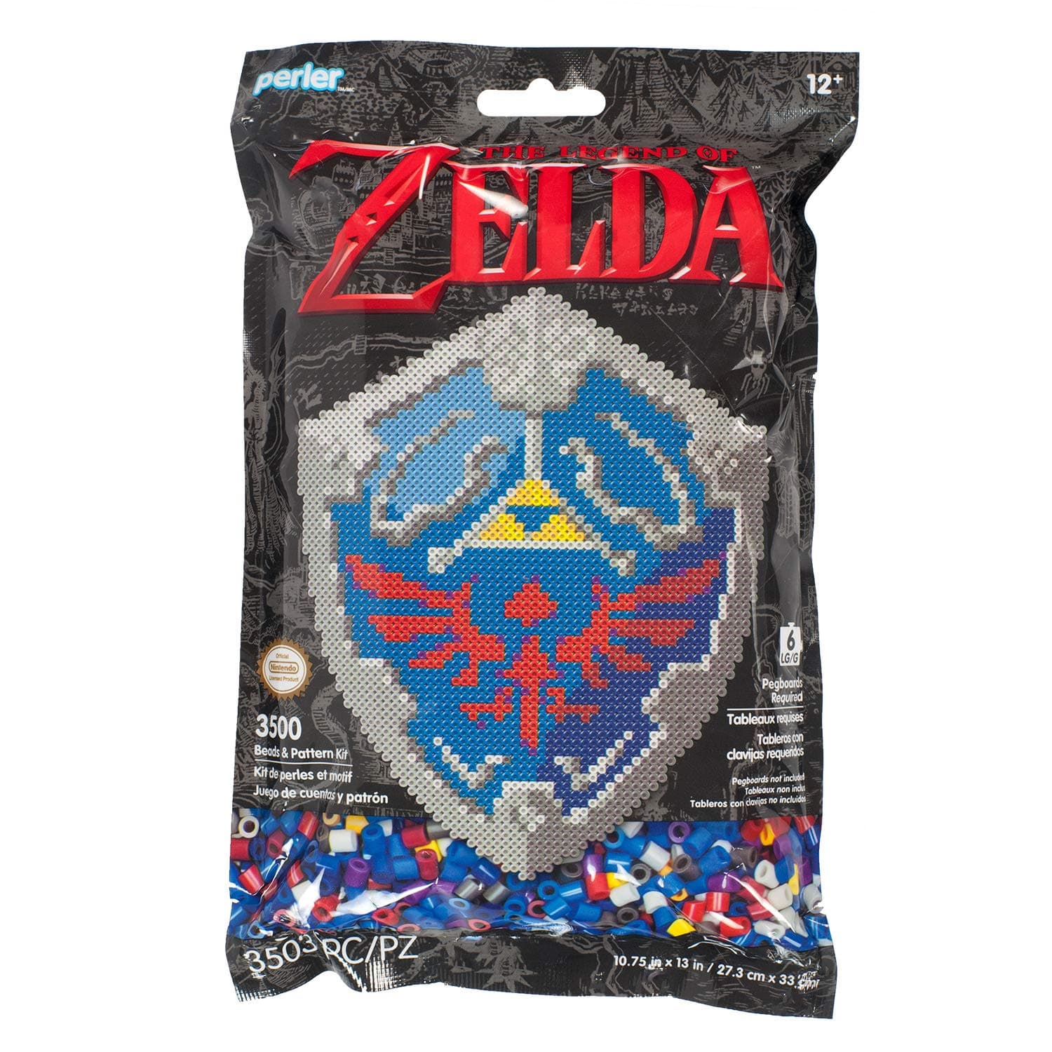 Perler Nintendo's The Legend of Zelda Hylian Shield Pattern and Fuse Bead Kit, 10.75'' x 13'', 3503pc, Small