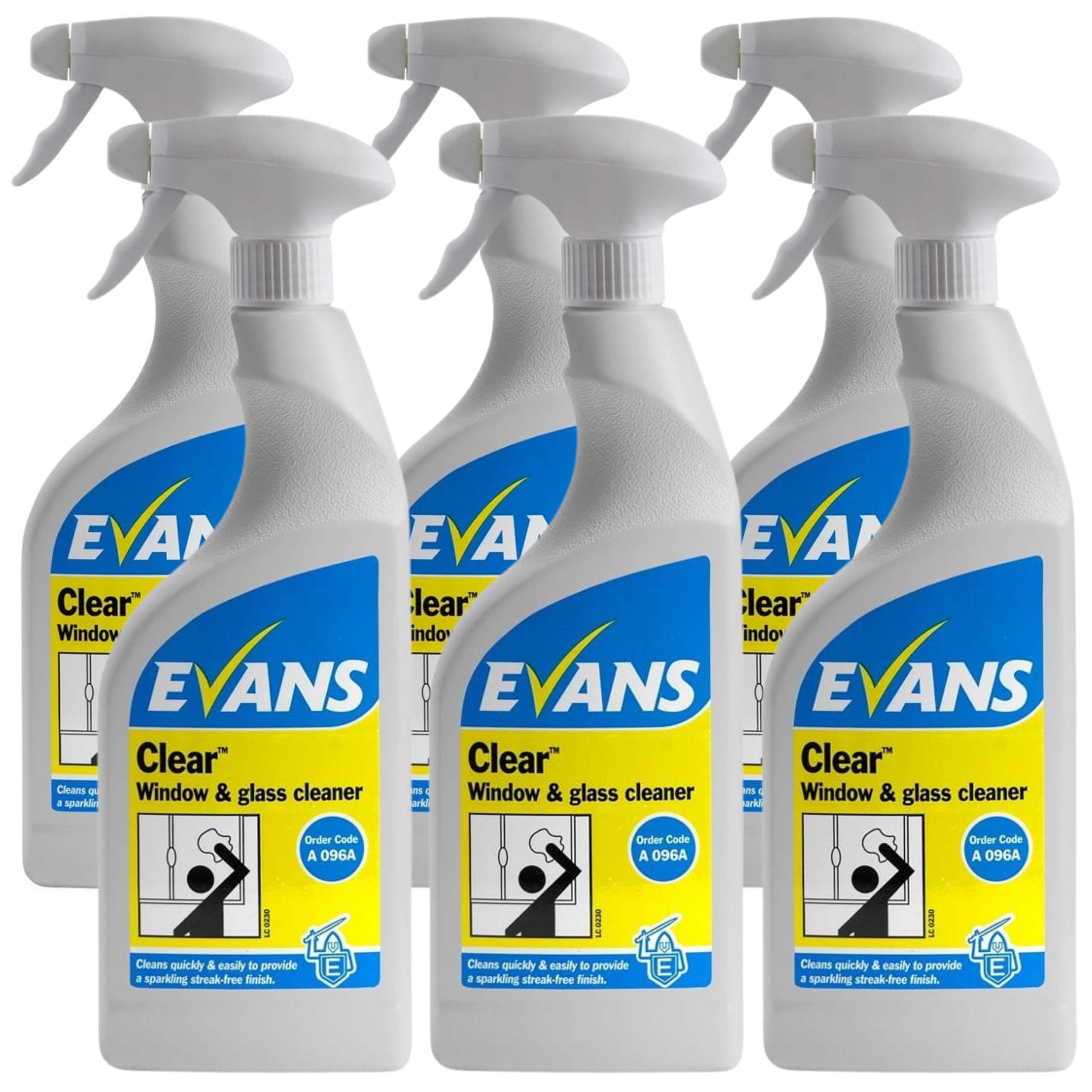 6 x Evans Clear Furniture Polish Window and Glass Cleaner Trigger Spray Bottle 750ML Bottles