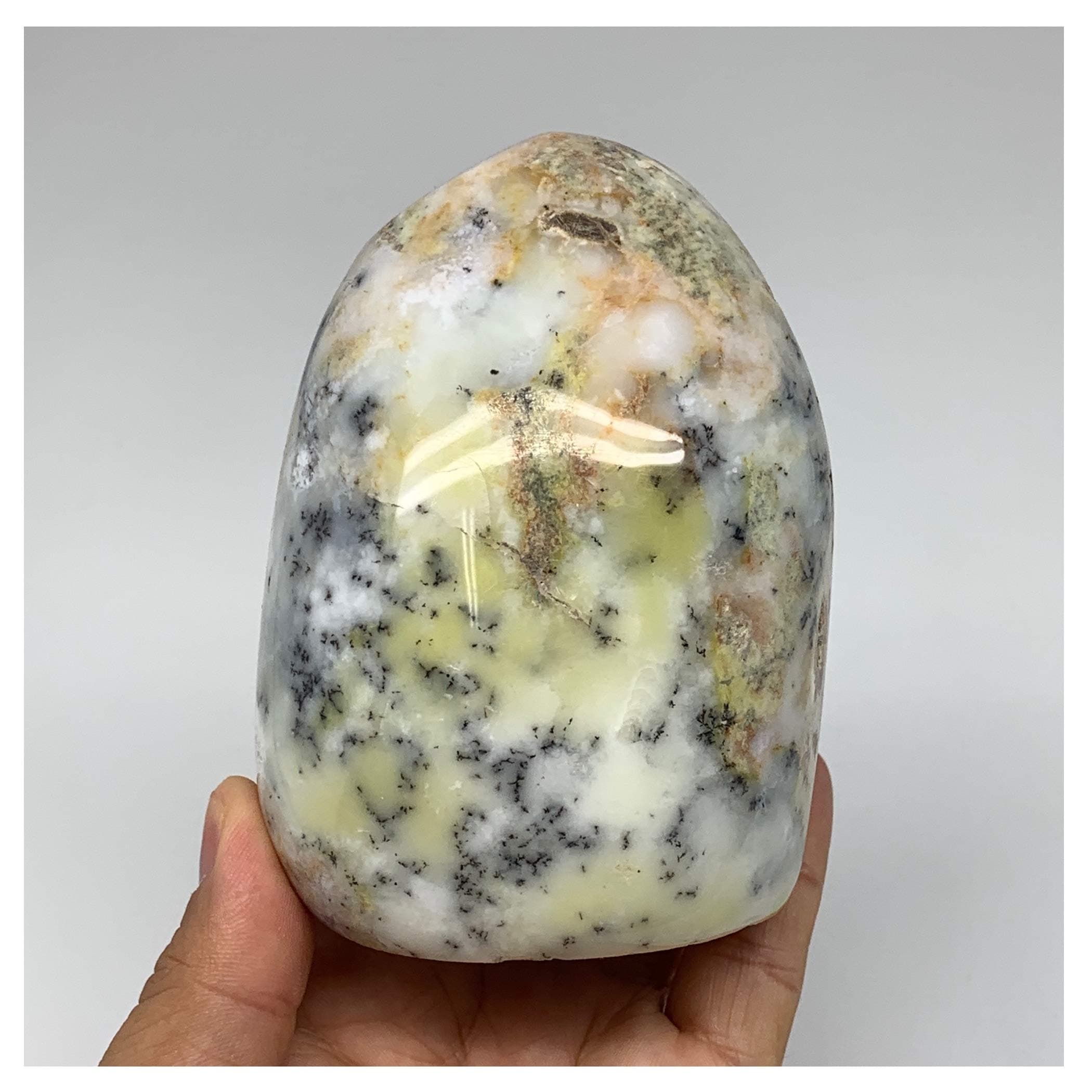 WatanGems 626 Grams, 4"x3"x2.4" Natural Untreated Dendrite Opal Freeform Polished Gemstone Stands, Fern Opal, Merlinite, Polished, Metaphysical, Reiki Energy, Mineral Specimens, B3221
