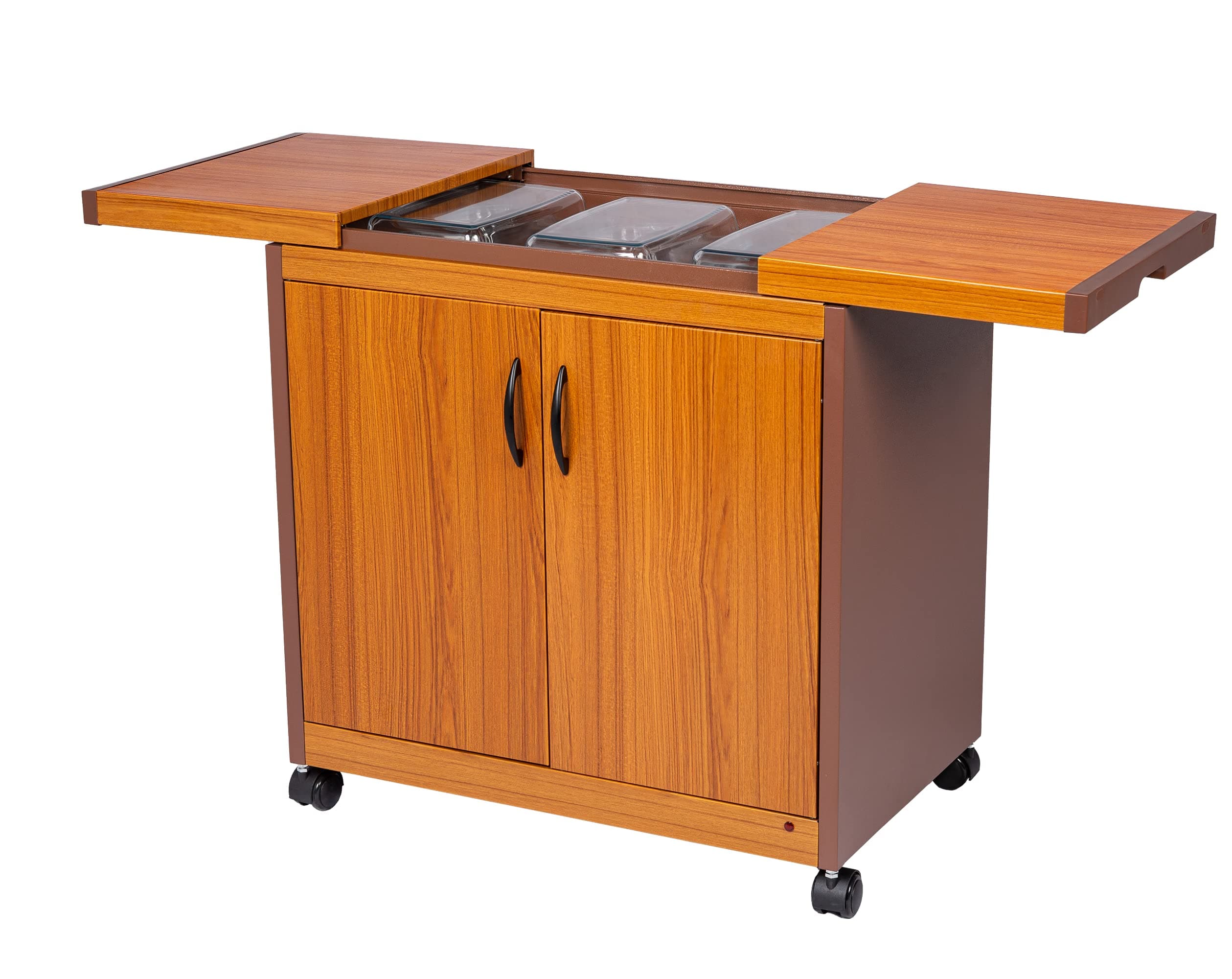 Wolf Power Freestanding 3 Dish Food Warmer Trolley With Slide Cover, Golden, WPS6232GO"Min 1 year manufacturer warranty"