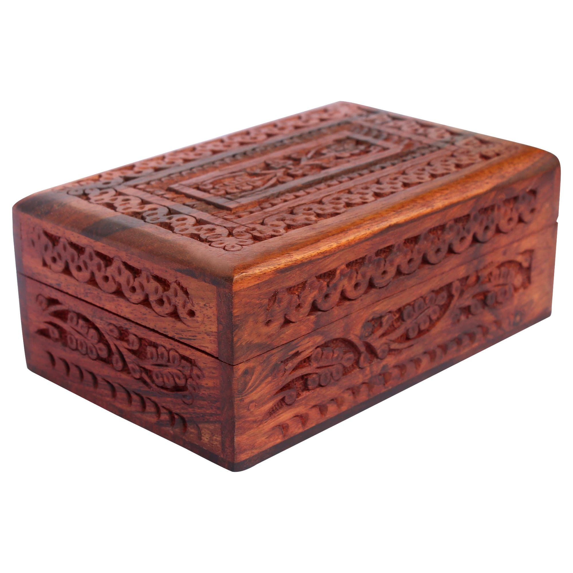 ITOS365 Wooden Jewellery Box for Women - With Intricate Carvings | Handmade Jewellery Storage Ogranizer with Multiple Compartments & Carvings | Birthday & Aniversary Gift - 6 Inches