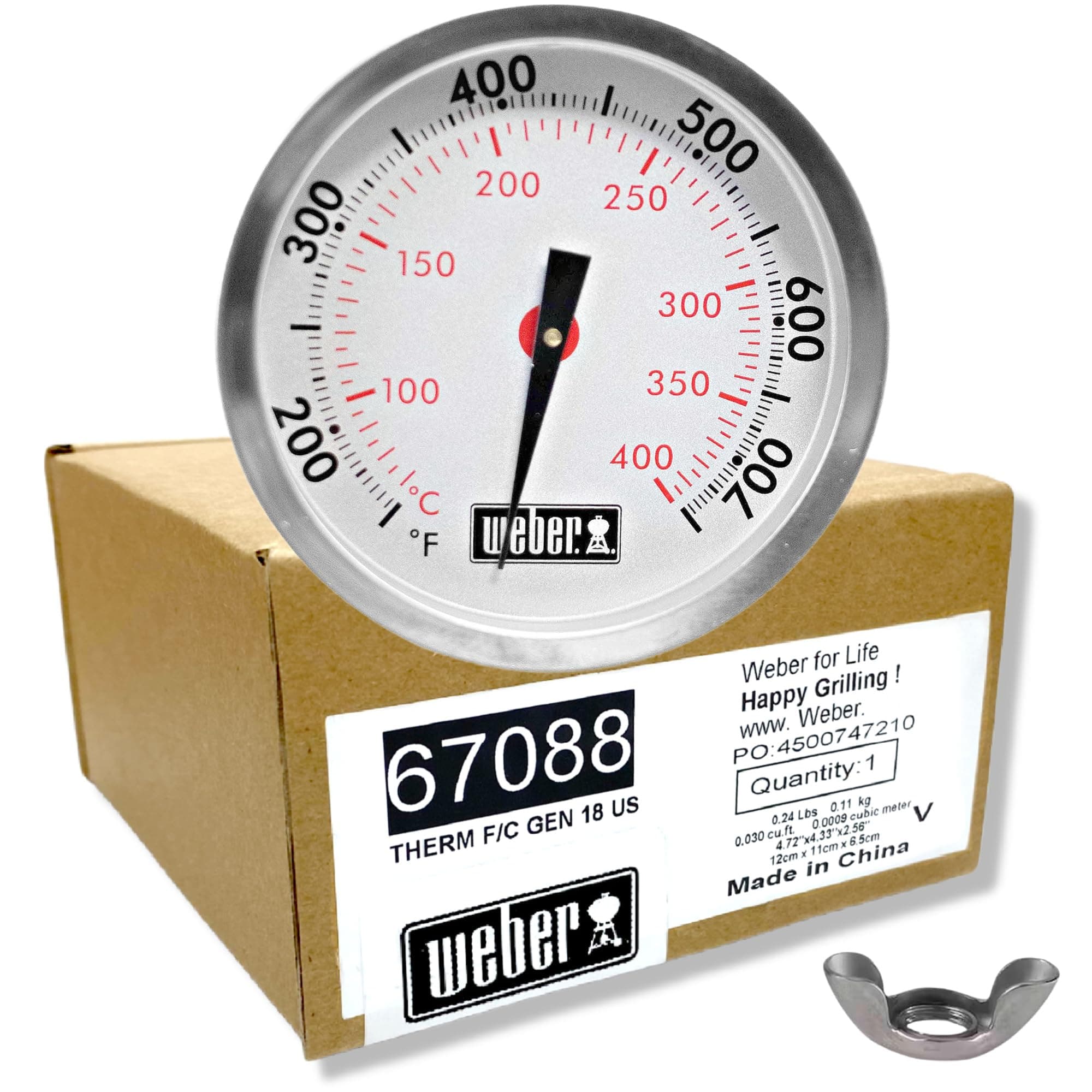 Weber Replacement Grill Thermometer 67088, Center Mount, 2-3/8'' Diameter