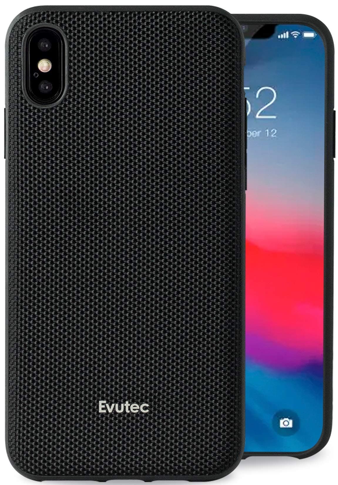 Evutec Compatible with iPhone Xs Max Unique Heavy Duty Case Ballistic Nylon Premium Protective Military Grade Drop Tested Shockproof Phone Cover-Black (AFIX+ Magnetic Mount Included)