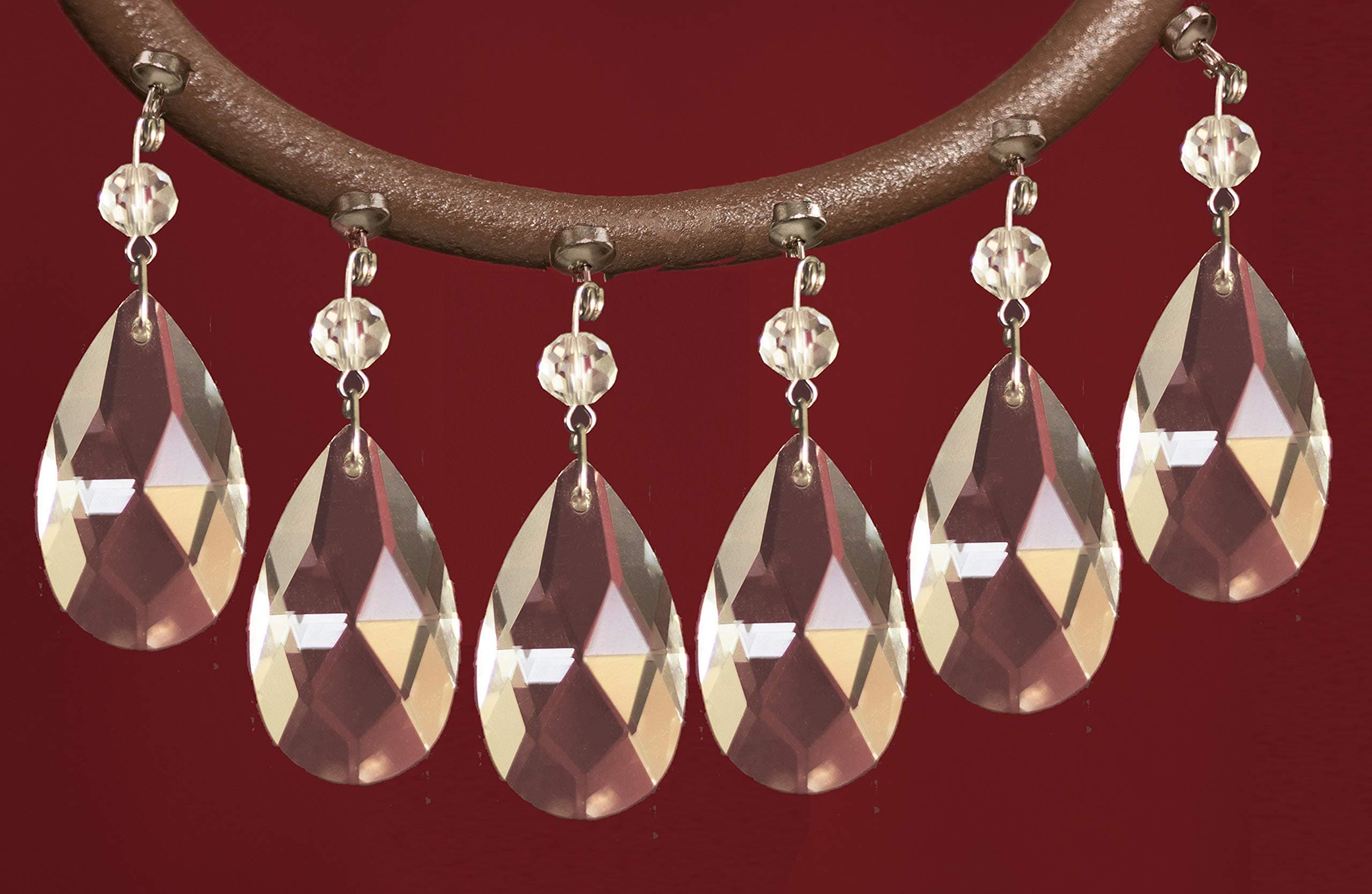 (Set/6) MagTrim® MAGNETIC CHANDELIER CRYSTALS - MAGNETIC LAMP SHADE CRYSTALS - 1.5" CLEAR CRYSTAL ALMOND - Replacement Chandelier Crystals, Lamp Shade Crystals, Crystals for Chandeliers