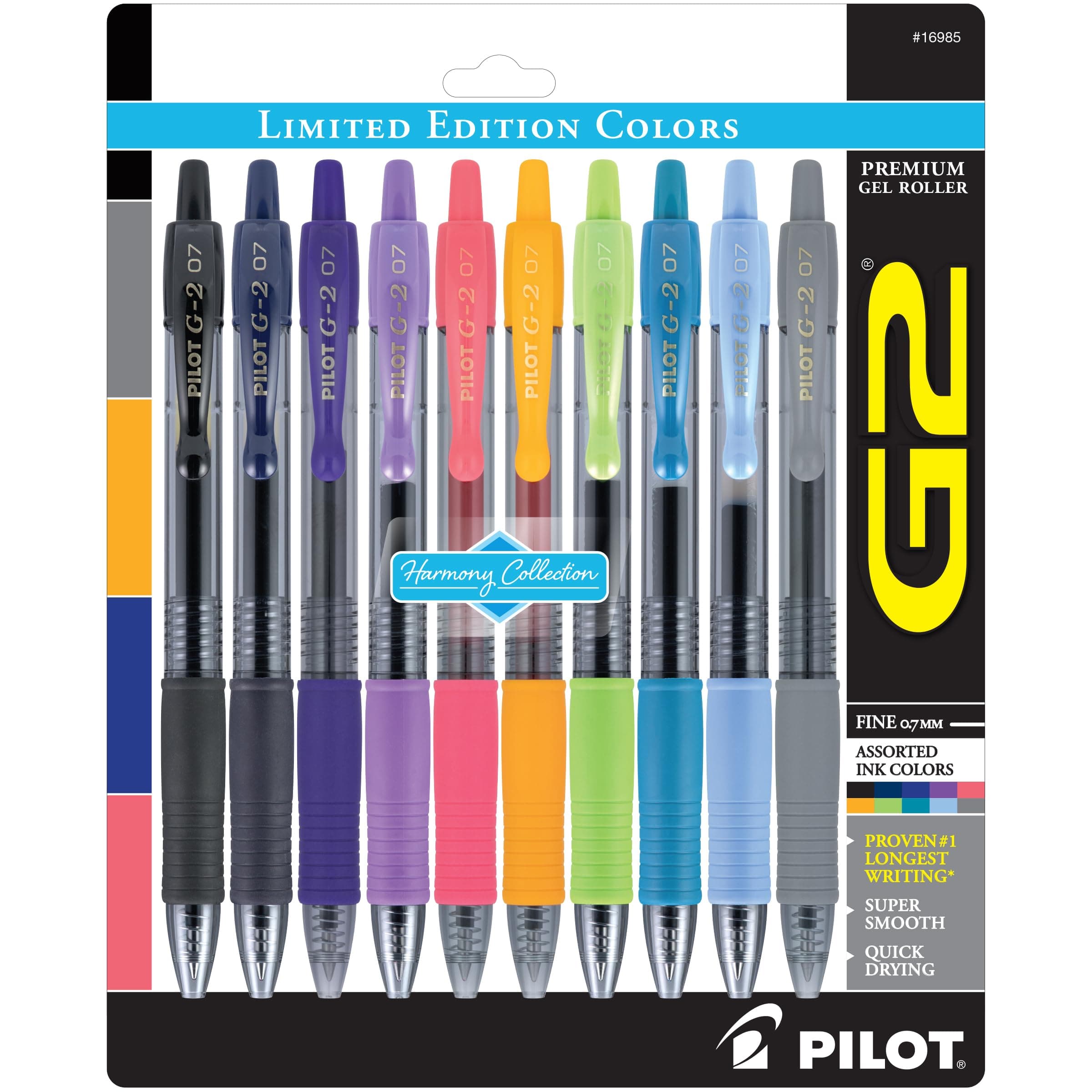 G2 Limited Edition Harmony Ink Collection Retractable Gel Pens, 0.7mm Fine Point, Assorted Ink, 10-Pack