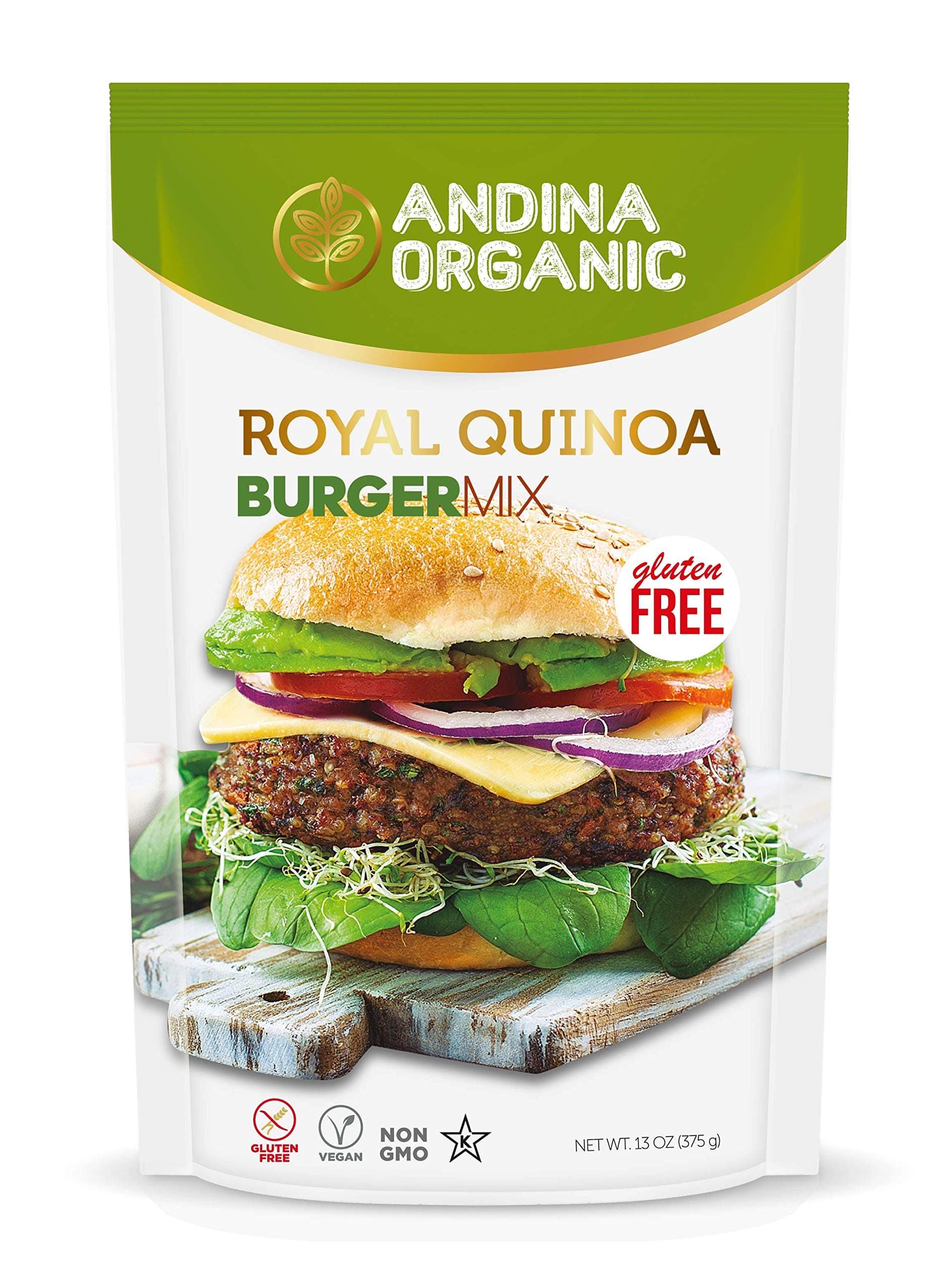 Andina Organic -Vegan Burger Mix Organic Quinoa based | Gluten Free Soy Free | Complete Protein Hamburger Patties | Veggie Meatless Burger