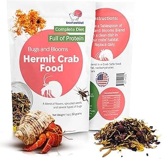 Snout and Shell Bugs and Blooms Hermit Crab Food - 1 oz - 30 Grams - Whole Food Diet for Hermit Crabs - Seeds, Bugs and More