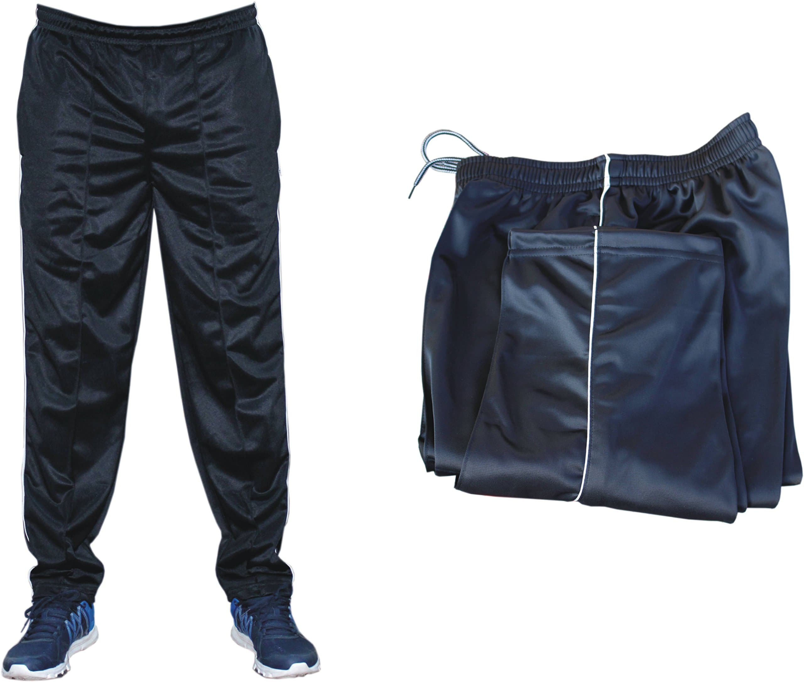 Men's Polyester Lower Track Pants (Black, 40)