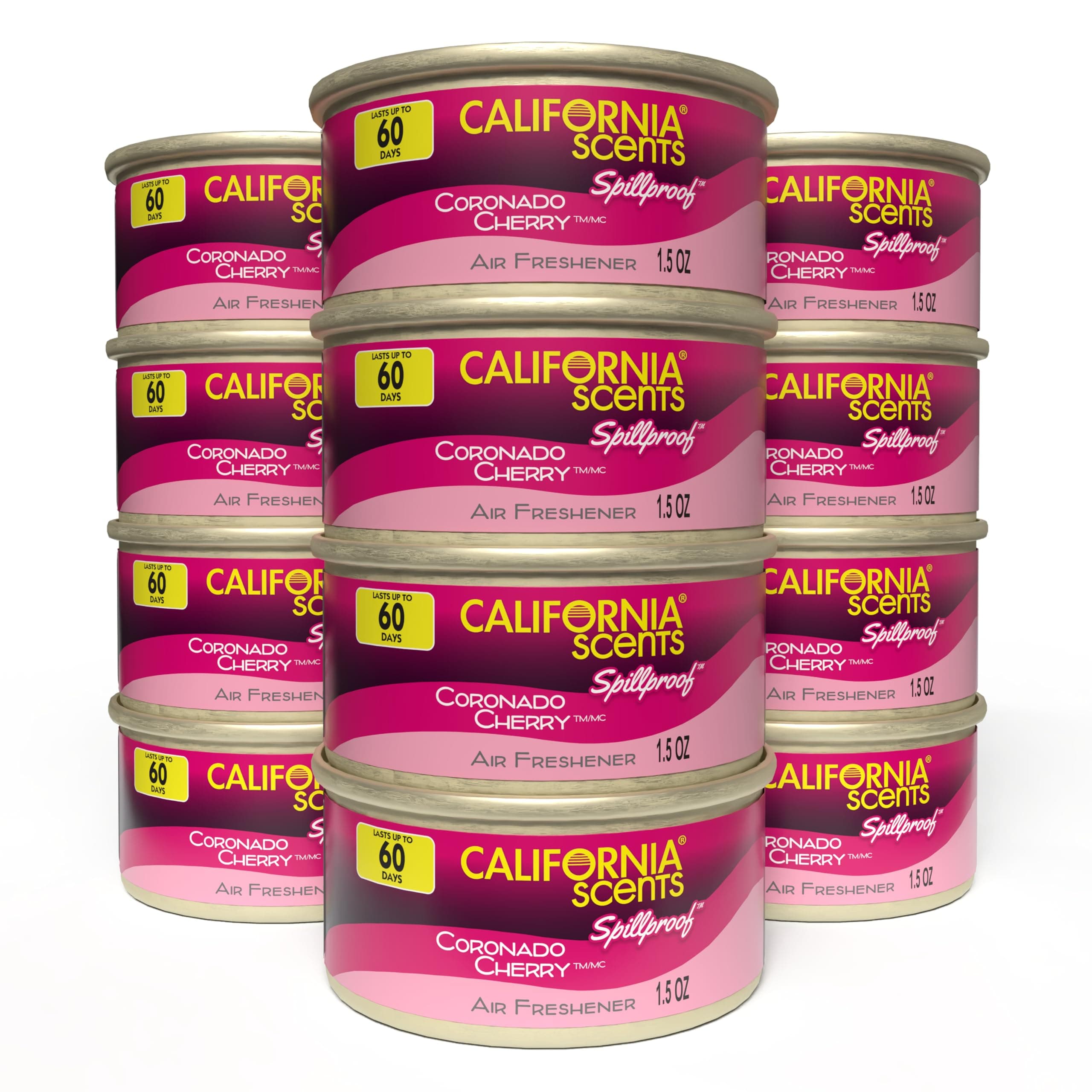 California Scents Can Air Freshener and Odor Neutralizer , Set of 12 Spillproof Cans for Home and Car, Coronado Cherry, 1.5 Oz Each, Pack of 12 (Packaging May Vary)