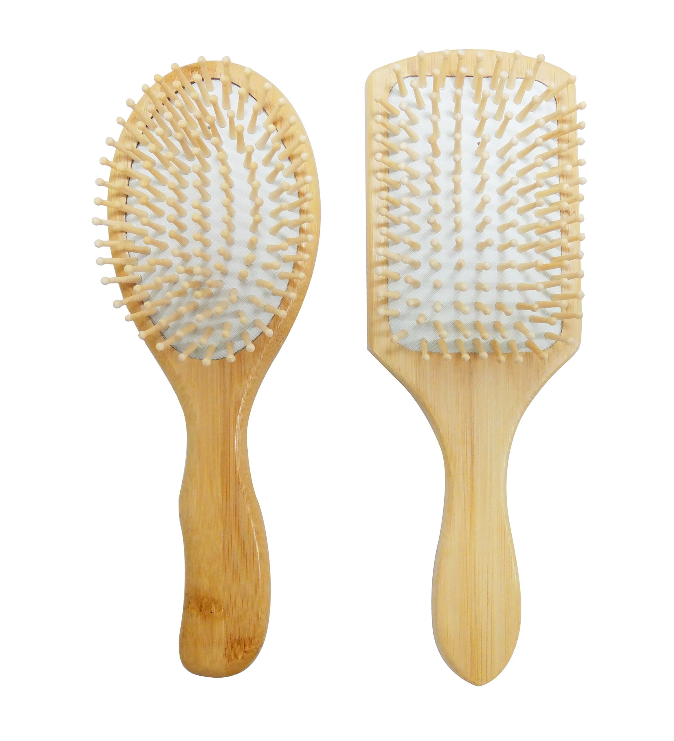 Bamboo Long Handle Hair Brush Scalp Massager, Set of 2