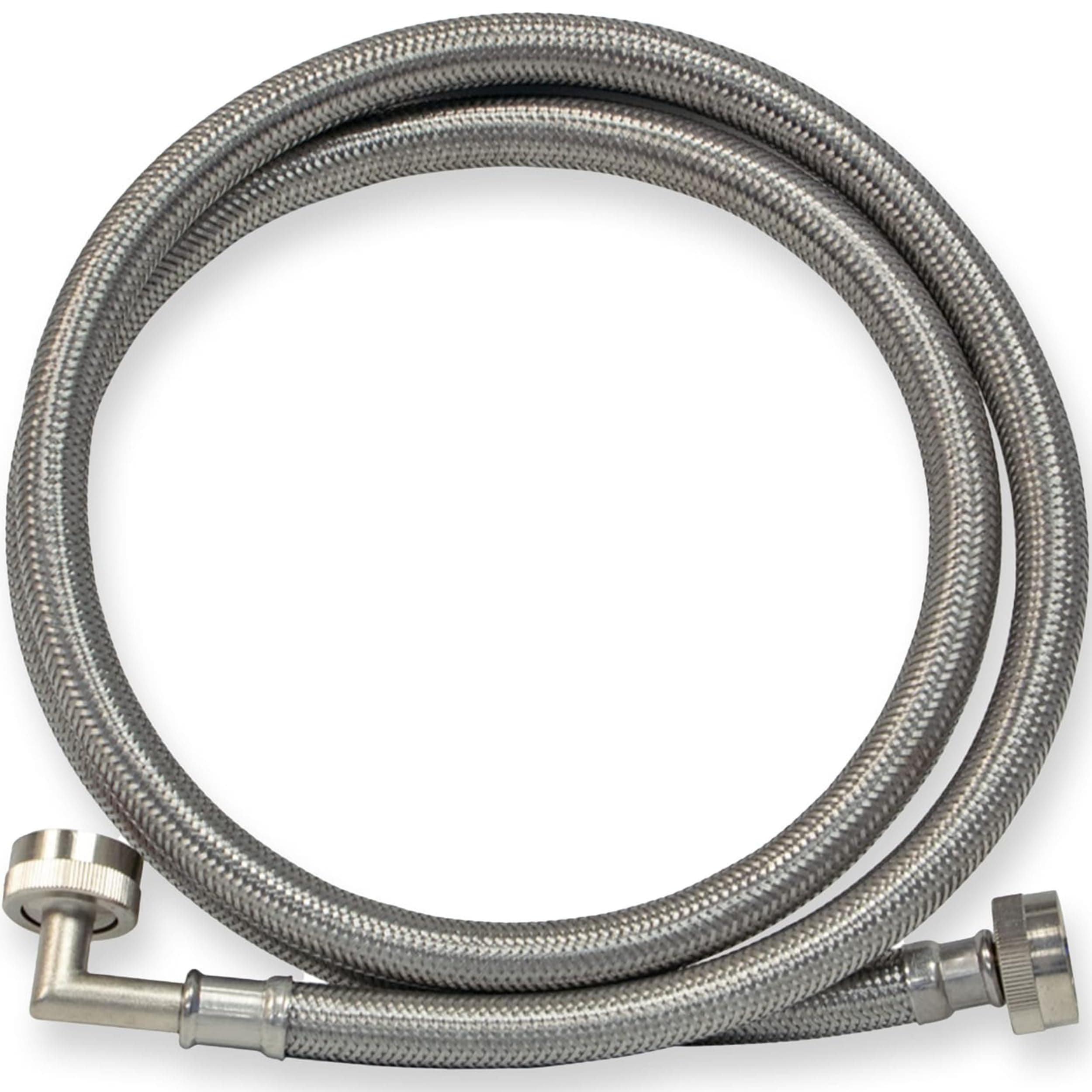 6 ft Washing Machine Hose Connector with Elbow, 3/4 in FHT x 3/4 in FHT, Braided Stainless Steel, 48375