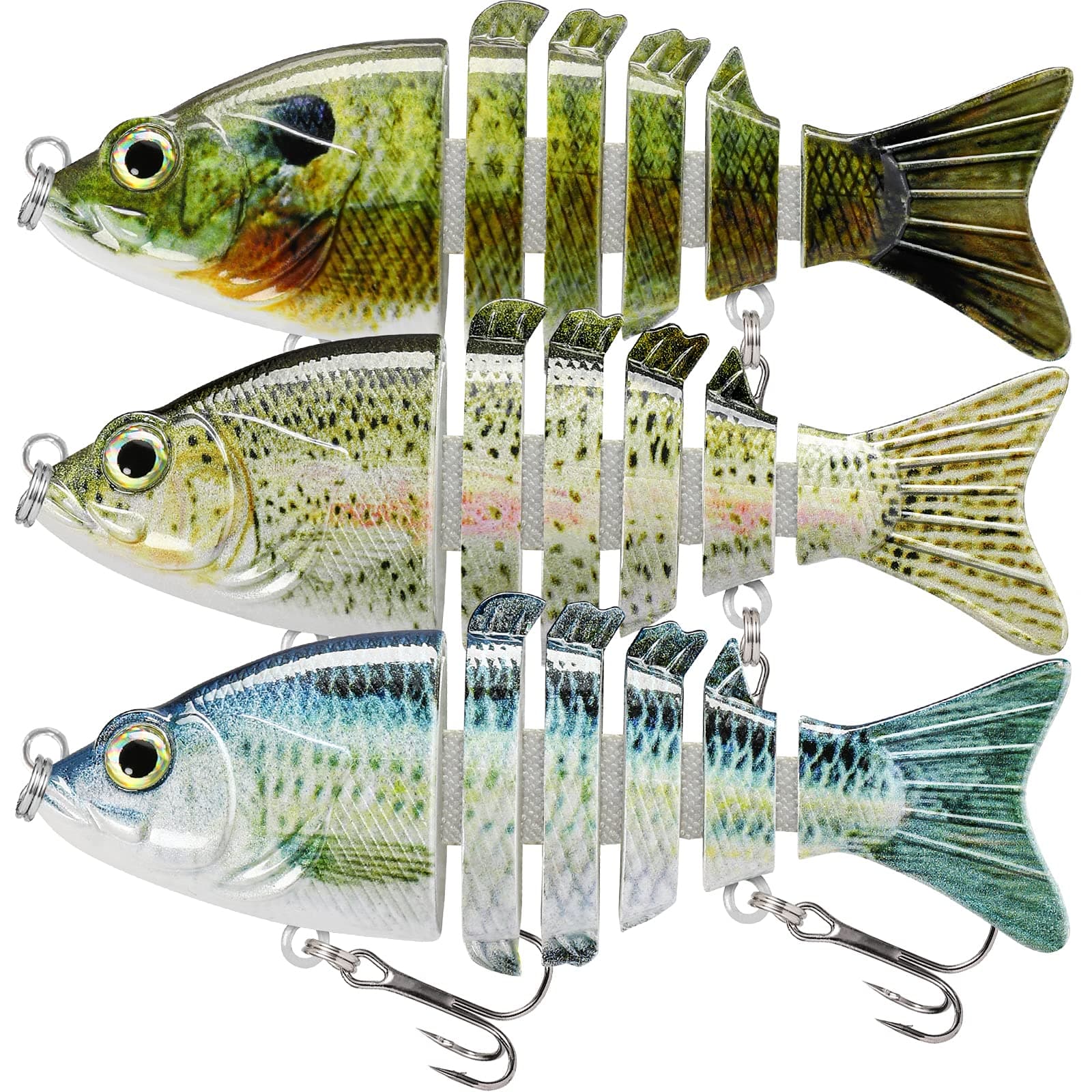 TRUSCEND Easy Catch Swimmax,Noisy Turbulent Wiggling and Vibrating Actions for More Bites, Segmented Swimbait Jointed by Strongest Fiber Lifelike Fishing Lures for Family Fishing