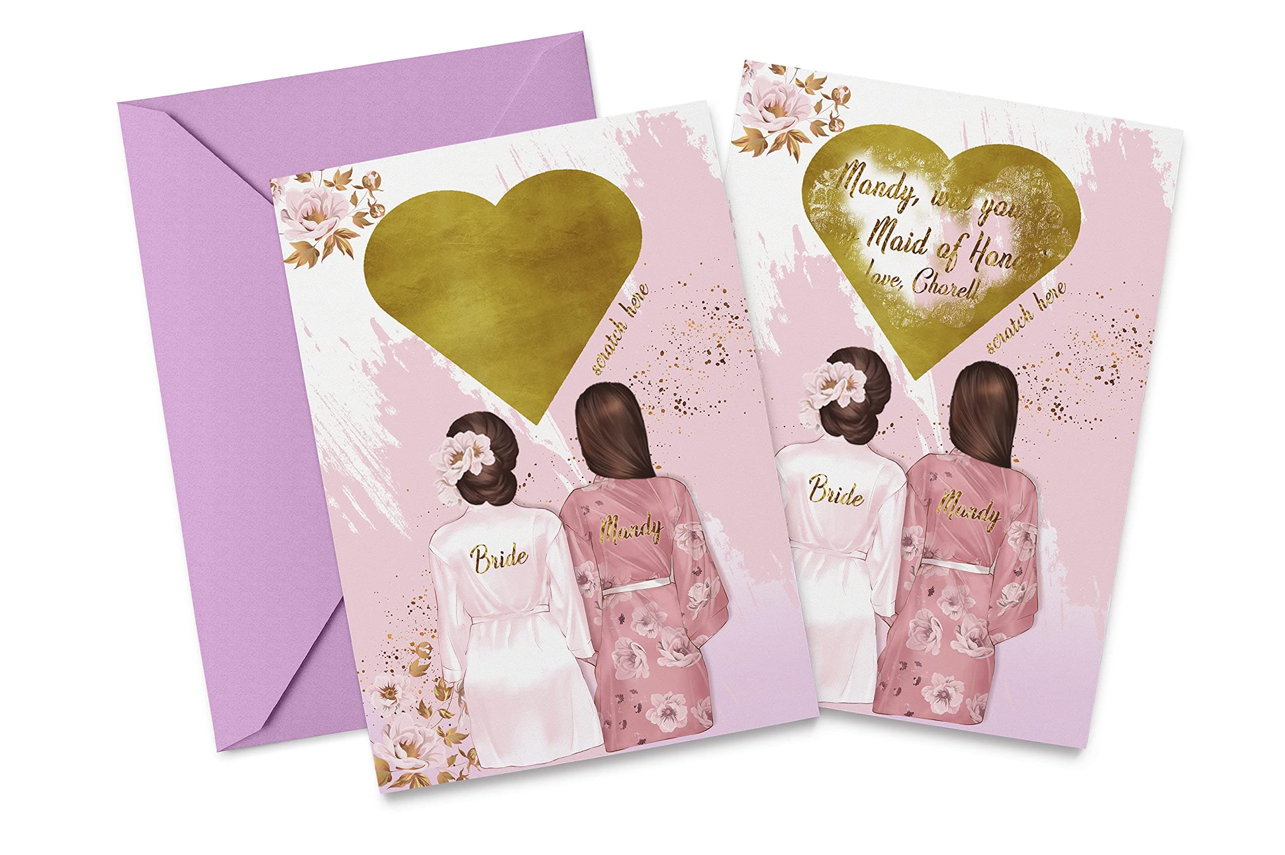 Maid of Honor Scratch off Proposal Card/Scratch off"Will you be my Bridesmaid" Proposal cards/Bridesmaid Proposal Card Illustration