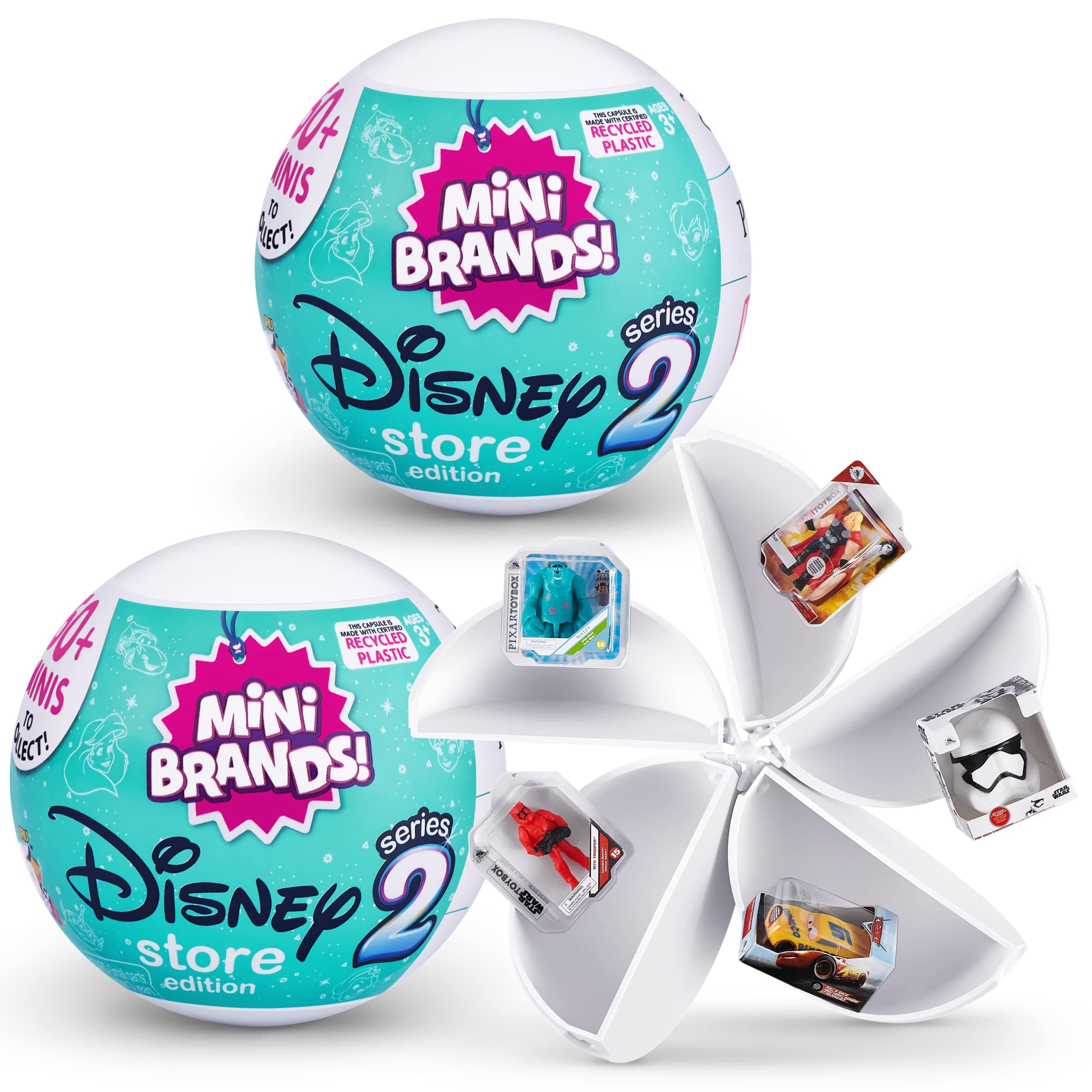 Mini Brands 5 Surprise Disney Series 2 by ZURU (2 Pack) Amazon Exclusive and Mystery Collectibles Toys Over 60 to Collect