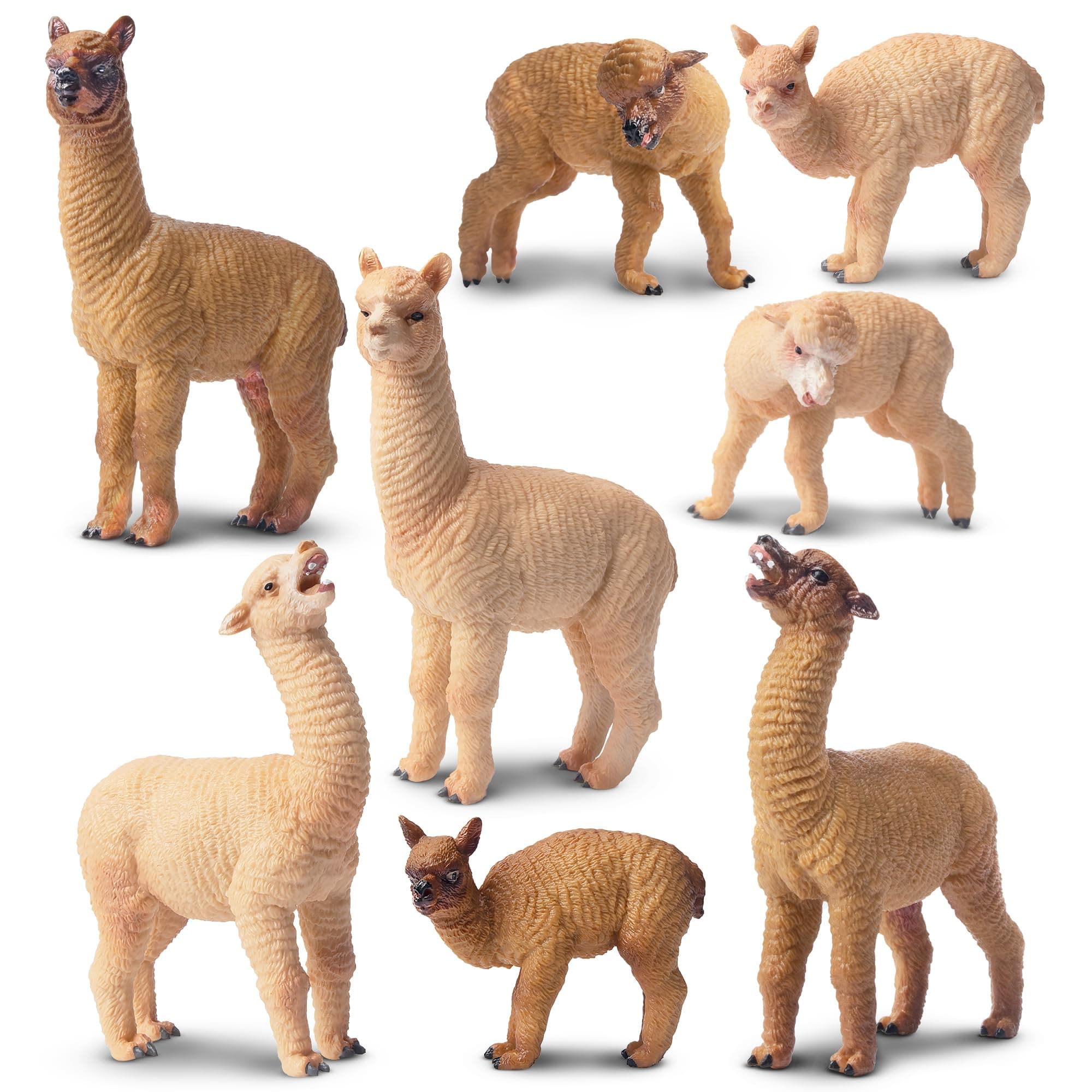 8PCS Alpaca Figures Llama Figurines Plastic Forest Jungle Animal Toy Christmas Birthday Gift for Kids Boys Girls